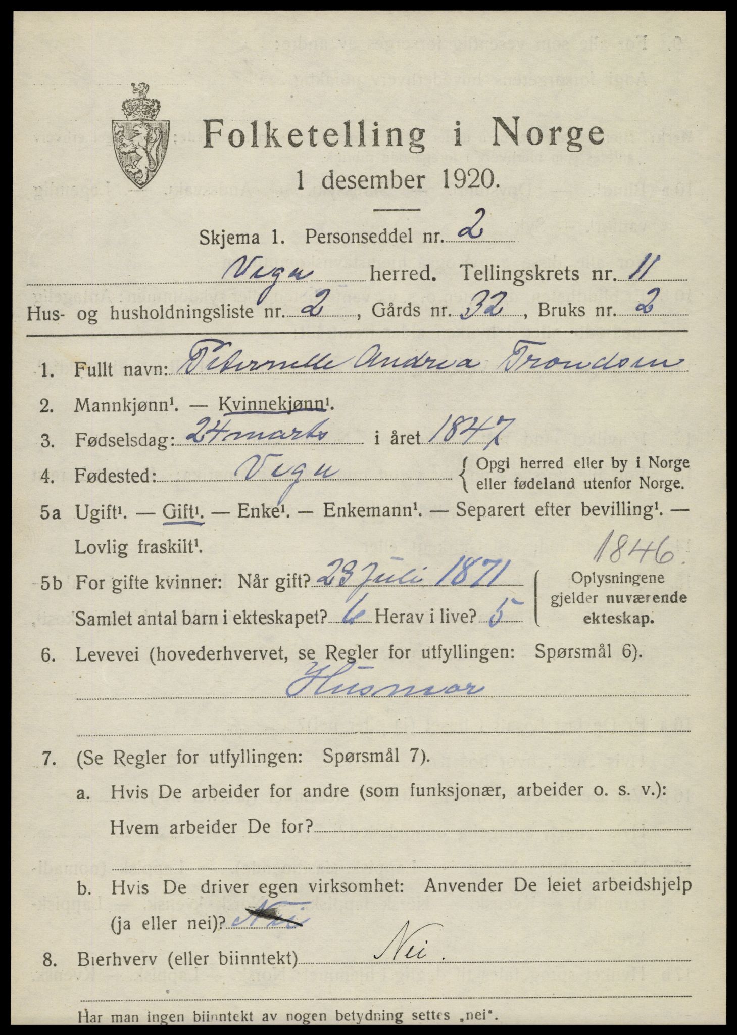 SAT, 1920 census for Vega, 1920, p. 5521