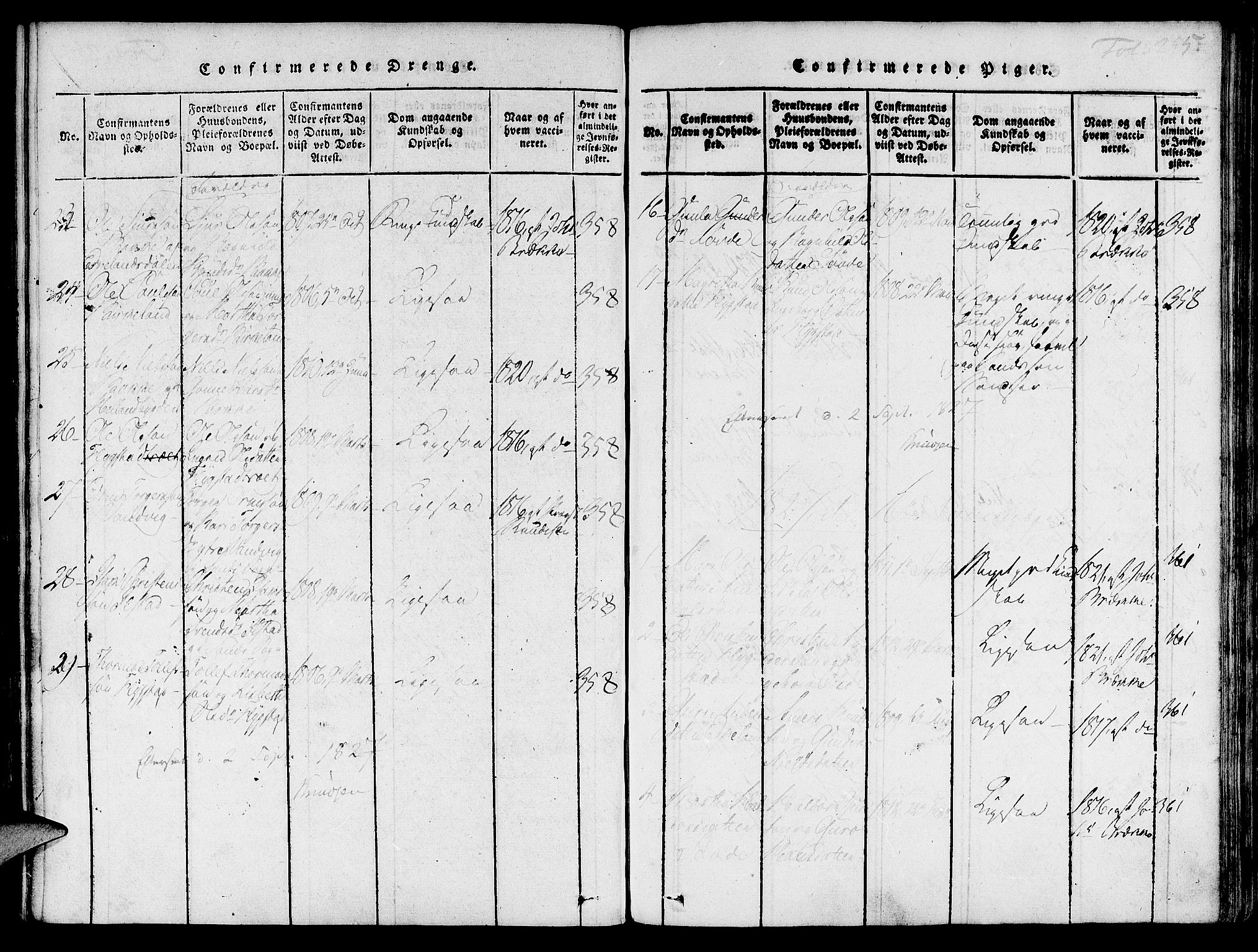 Suldal sokneprestkontor, AV/SAST-A-101845/01/IV/L0007: Parish register (official) no. A 7, 1817-1838, p. 255