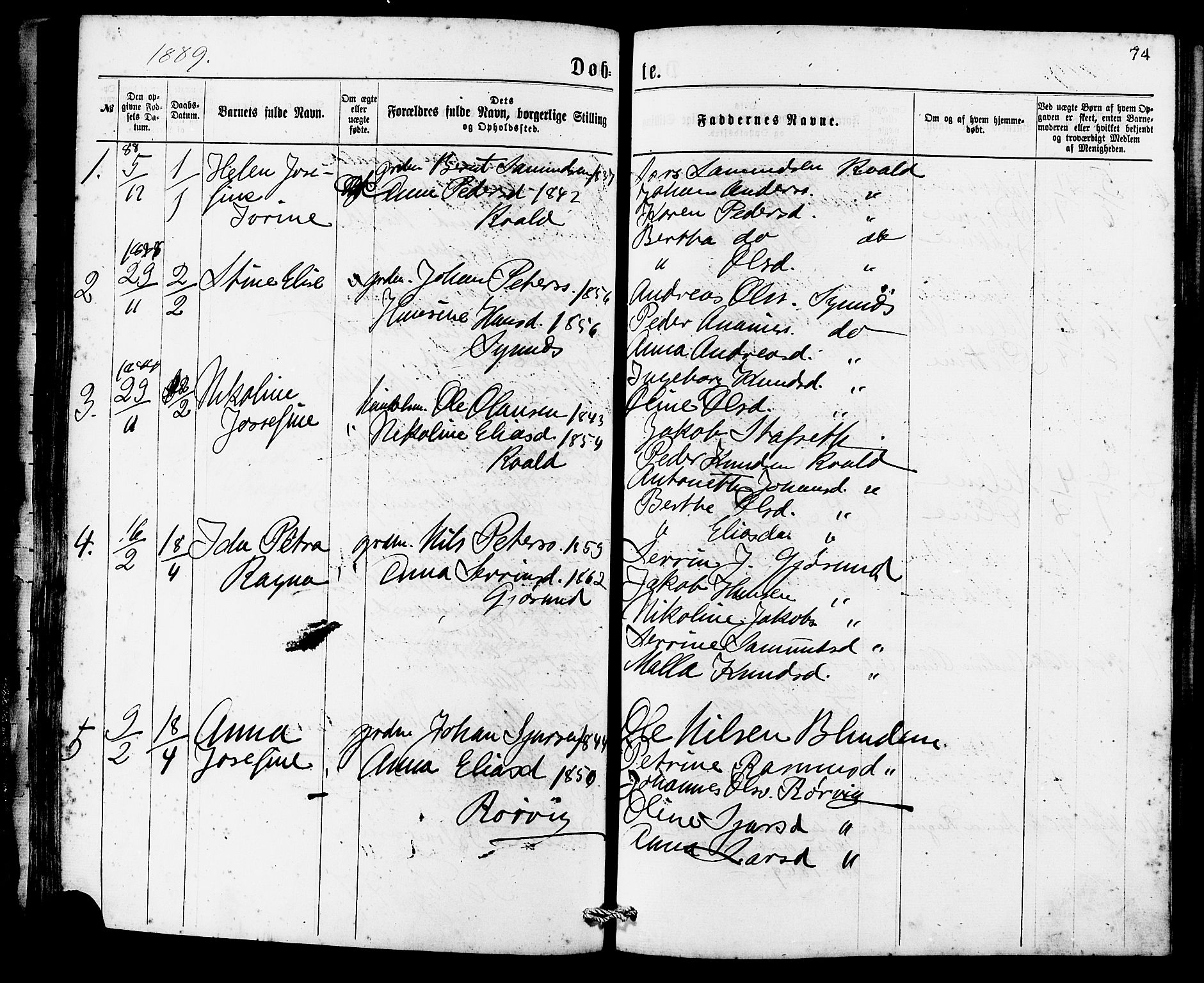 Ministerialprotokoller, klokkerbøker og fødselsregistre - Møre og Romsdal, AV/SAT-A-1454/537/L0519: Parish register (official) no. 537A03, 1876-1889, p. 74