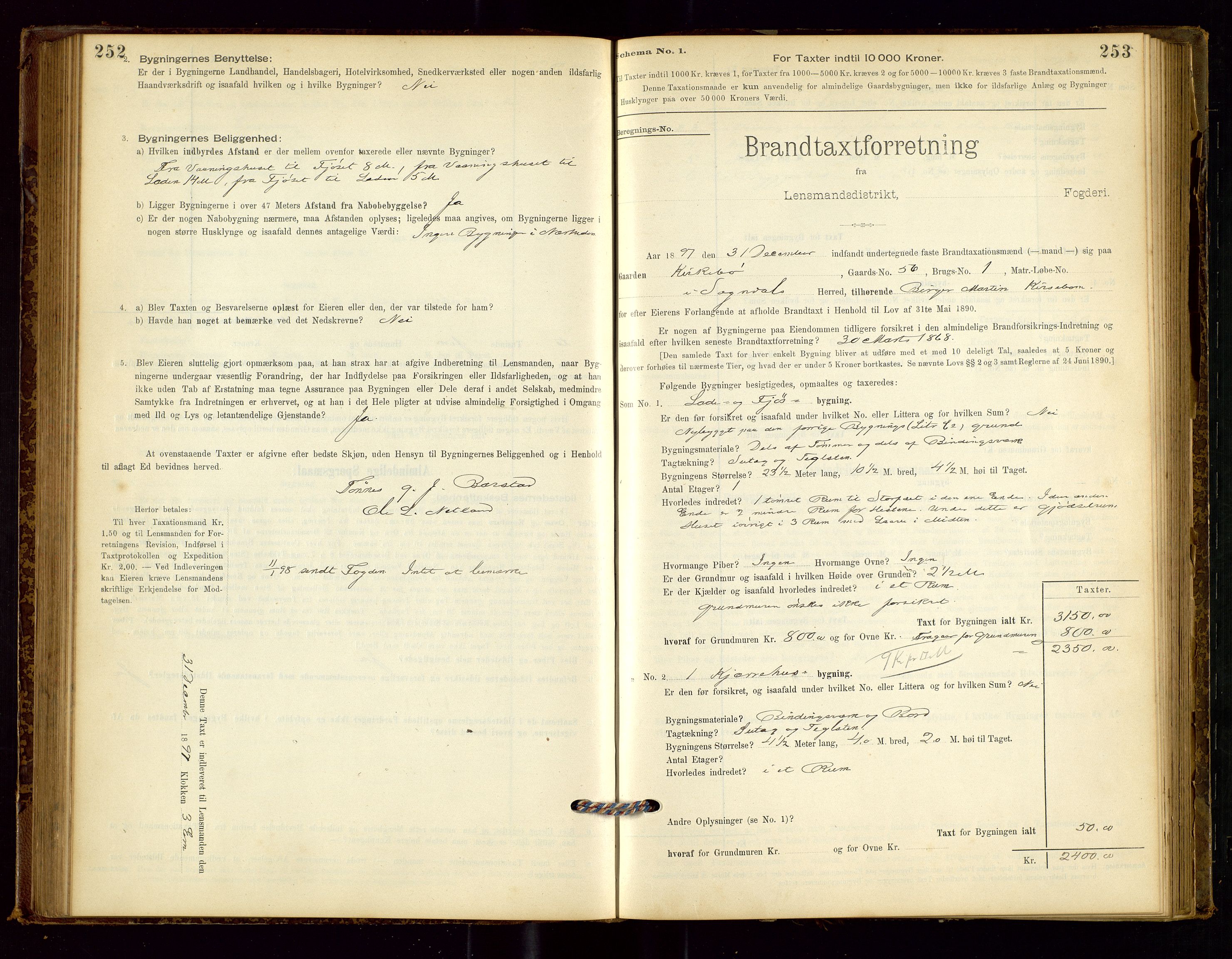 Sokndal lensmannskontor, SAST/A-100417/Gob/L0001: "Brandtaxt-Protokol", 1895-1902, p. 252-253