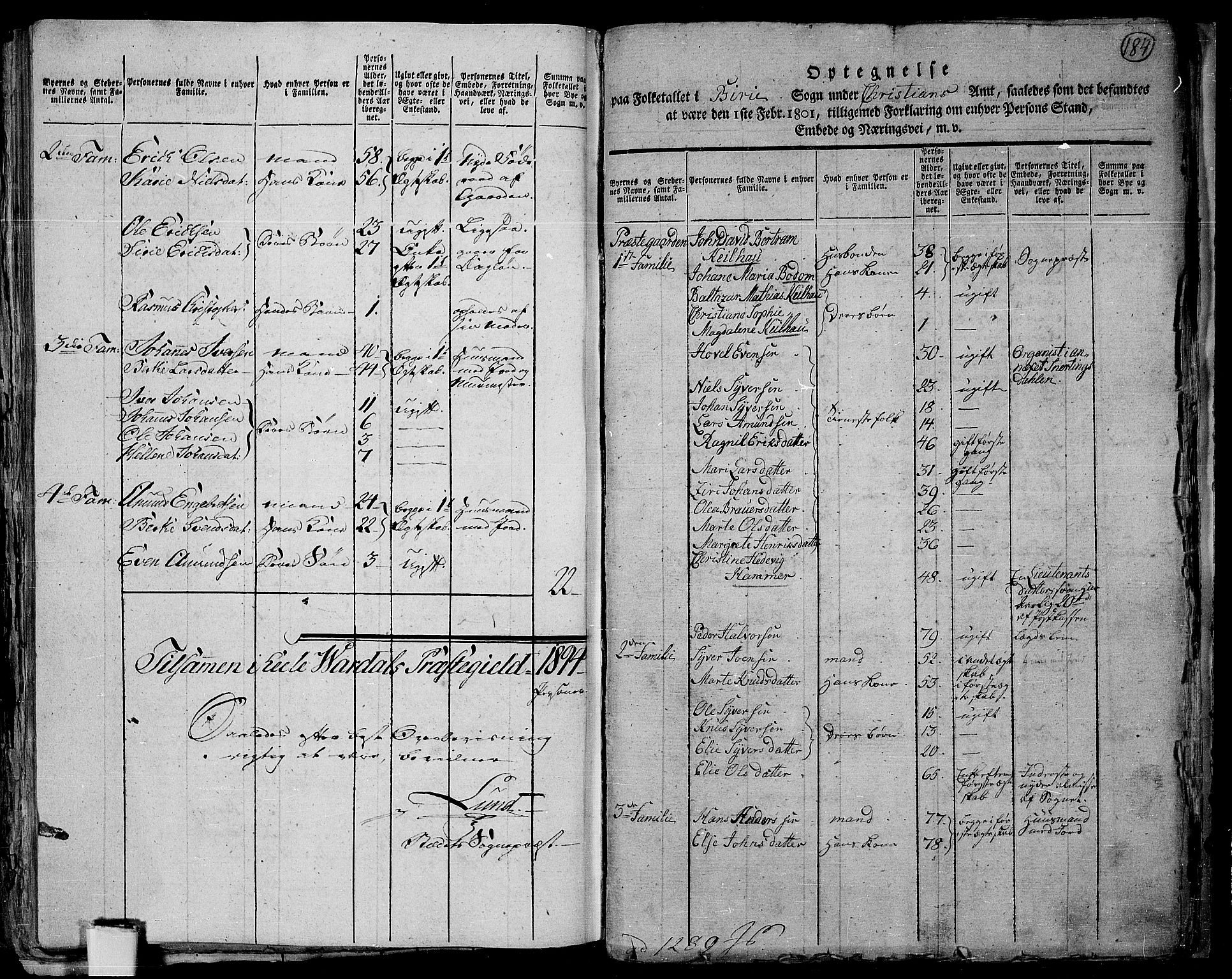 RA, 1801 census for 0525P Biri, 1801, p. 183b-184a