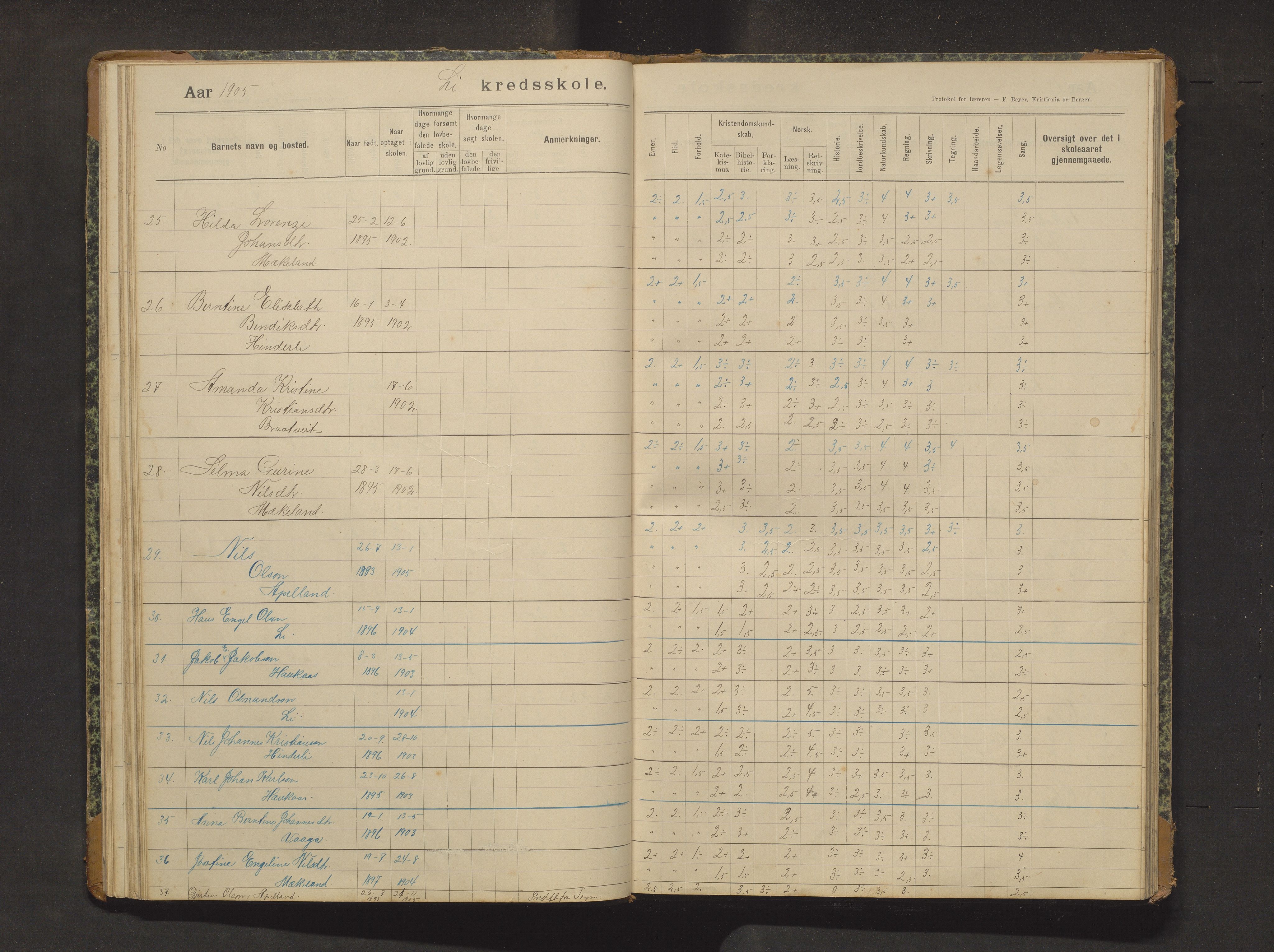 Sveio kommune. Barneskulane, IKAH/1216-231/F/Fa/L0029: Skuleprotokoll for Lid skule, 1903-1915, p. 35