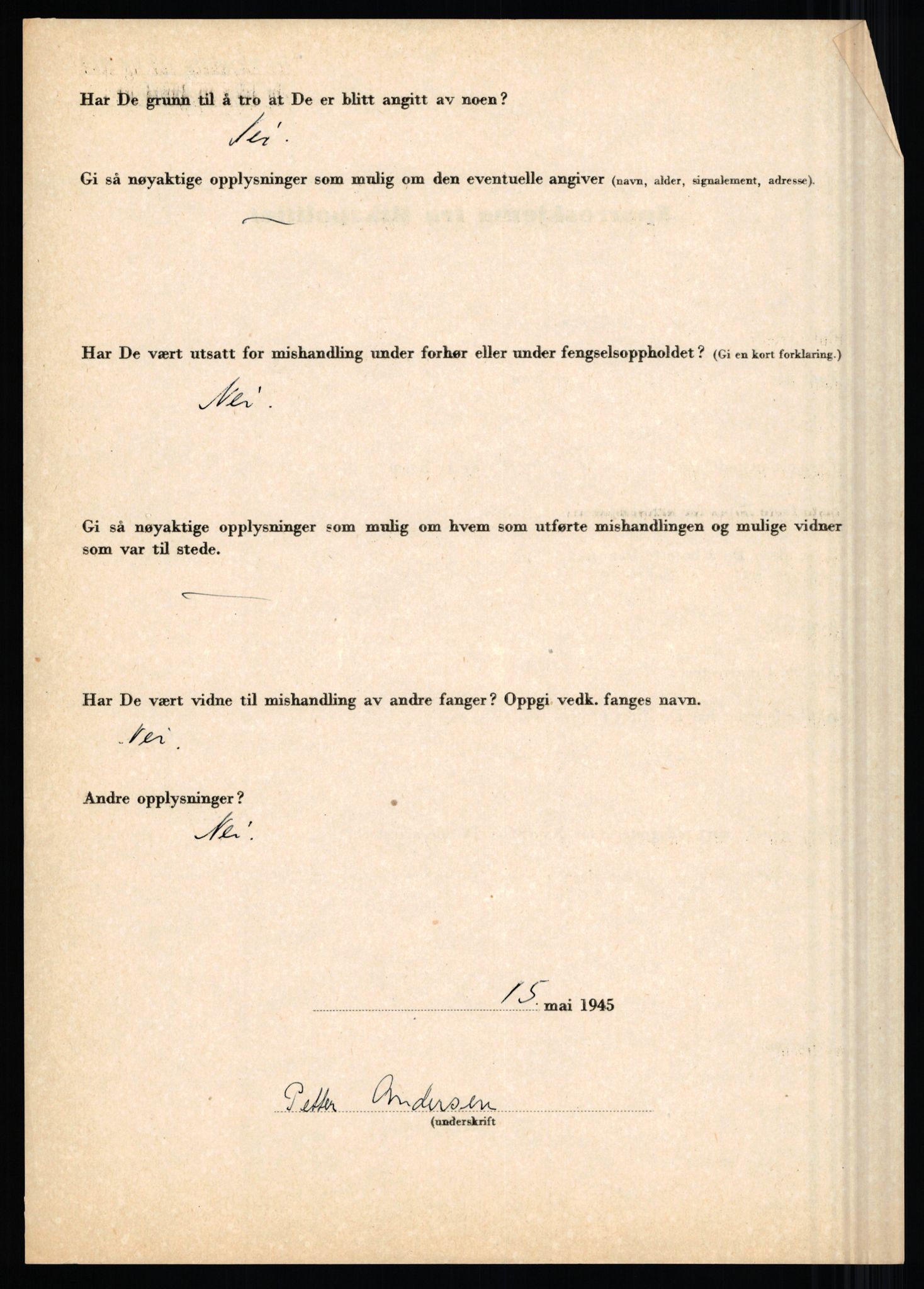 Rikspolitisjefen, AV/RA-S-1560/L/L0001: Abelseth, Rudolf - Berentsen, Odd, 1940-1945, p. 540