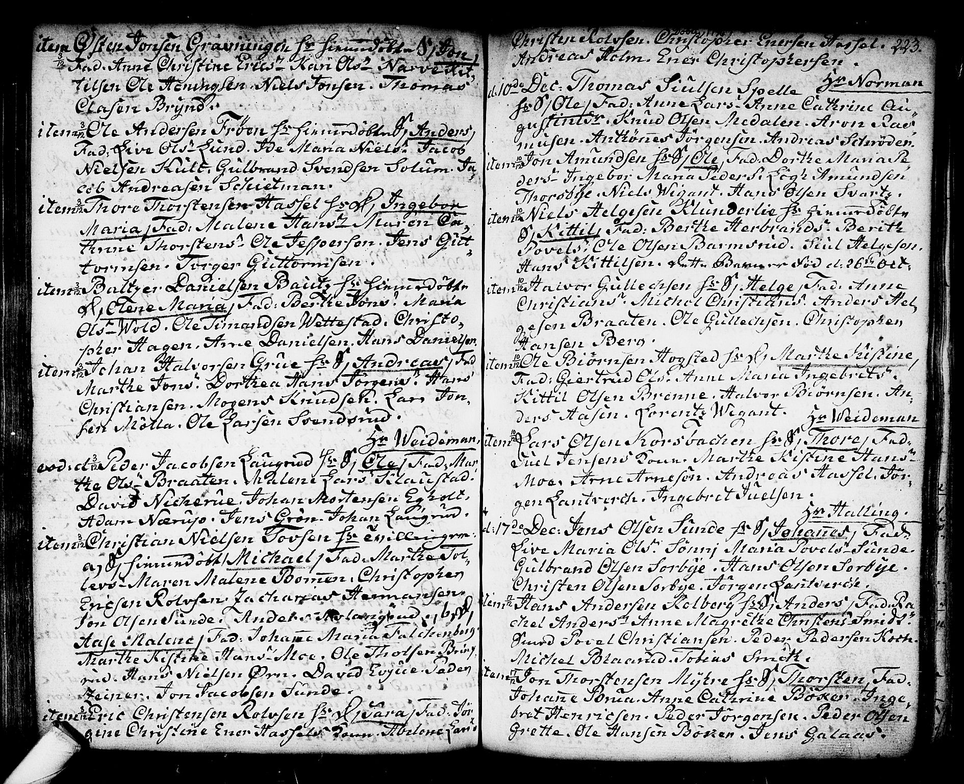 Kongsberg kirkebøker, SAKO/A-22/F/Fa/L0006: Parish register (official) no. I 6, 1783-1797, p. 223