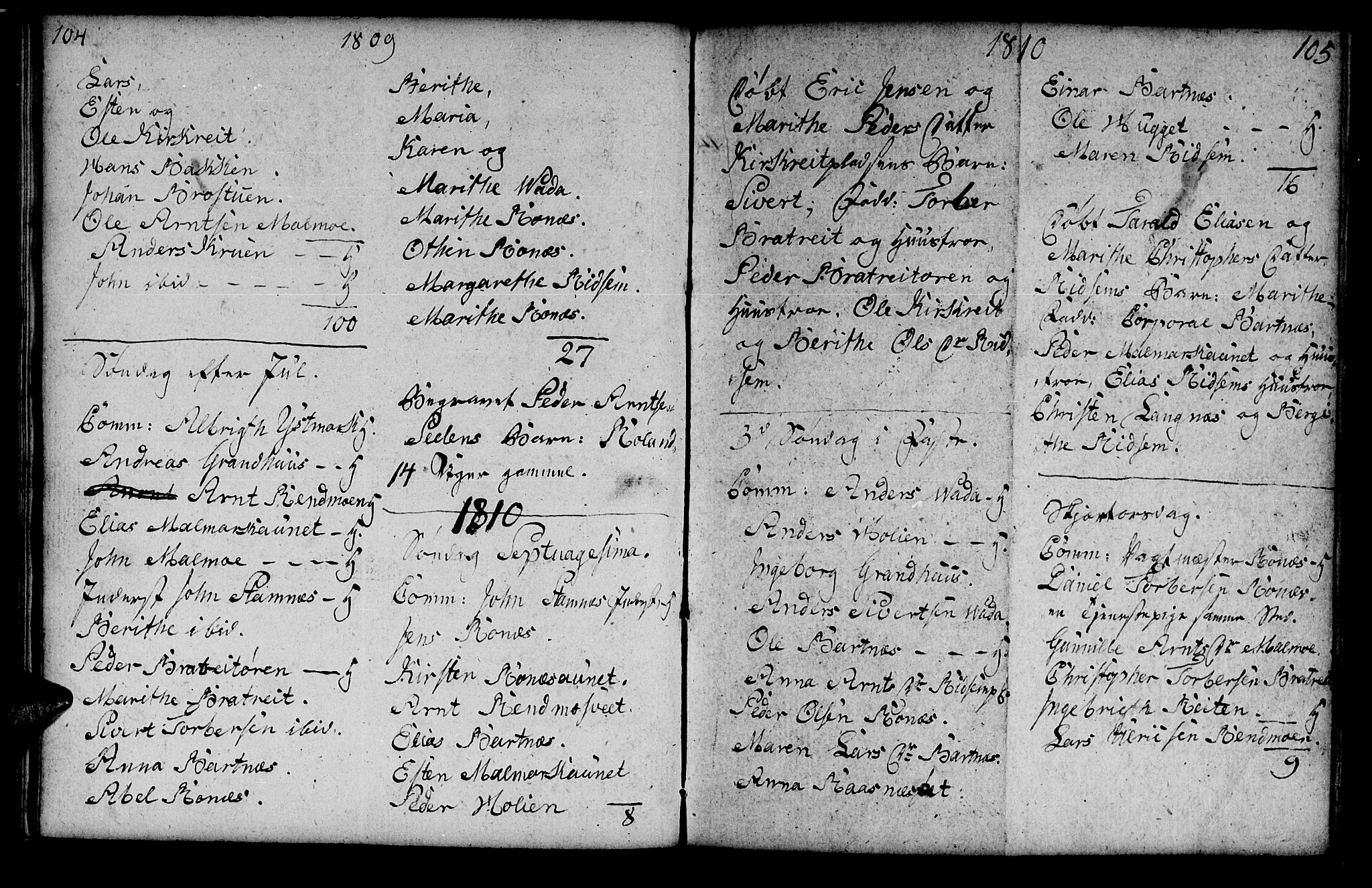 Ministerialprotokoller, klokkerbøker og fødselsregistre - Nord-Trøndelag, SAT/A-1458/745/L0432: Parish register (copy) no. 745C01, 1802-1814, p. 104-105