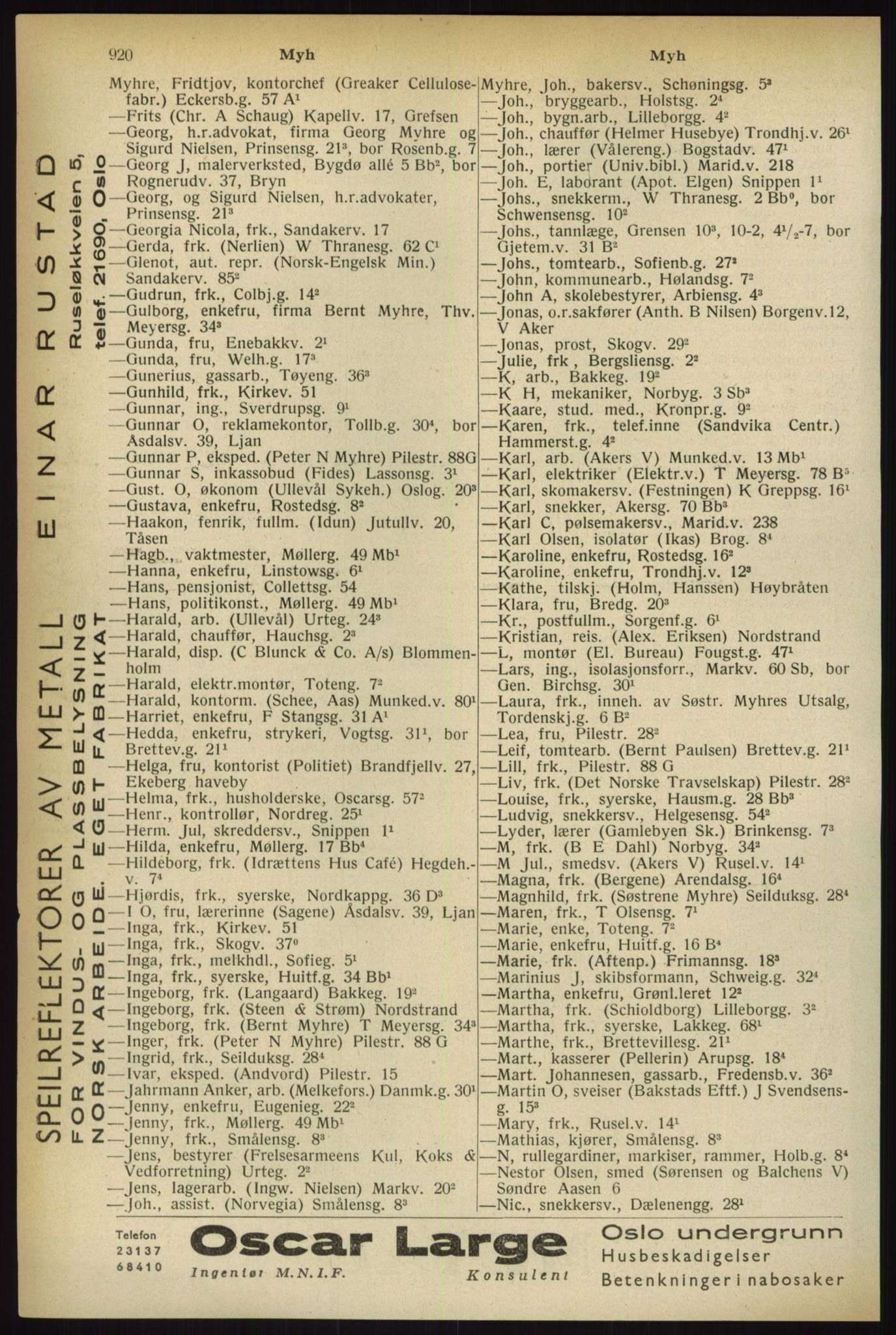 Kristiania/Oslo adressebok, PUBL/-, 1933, p. 920