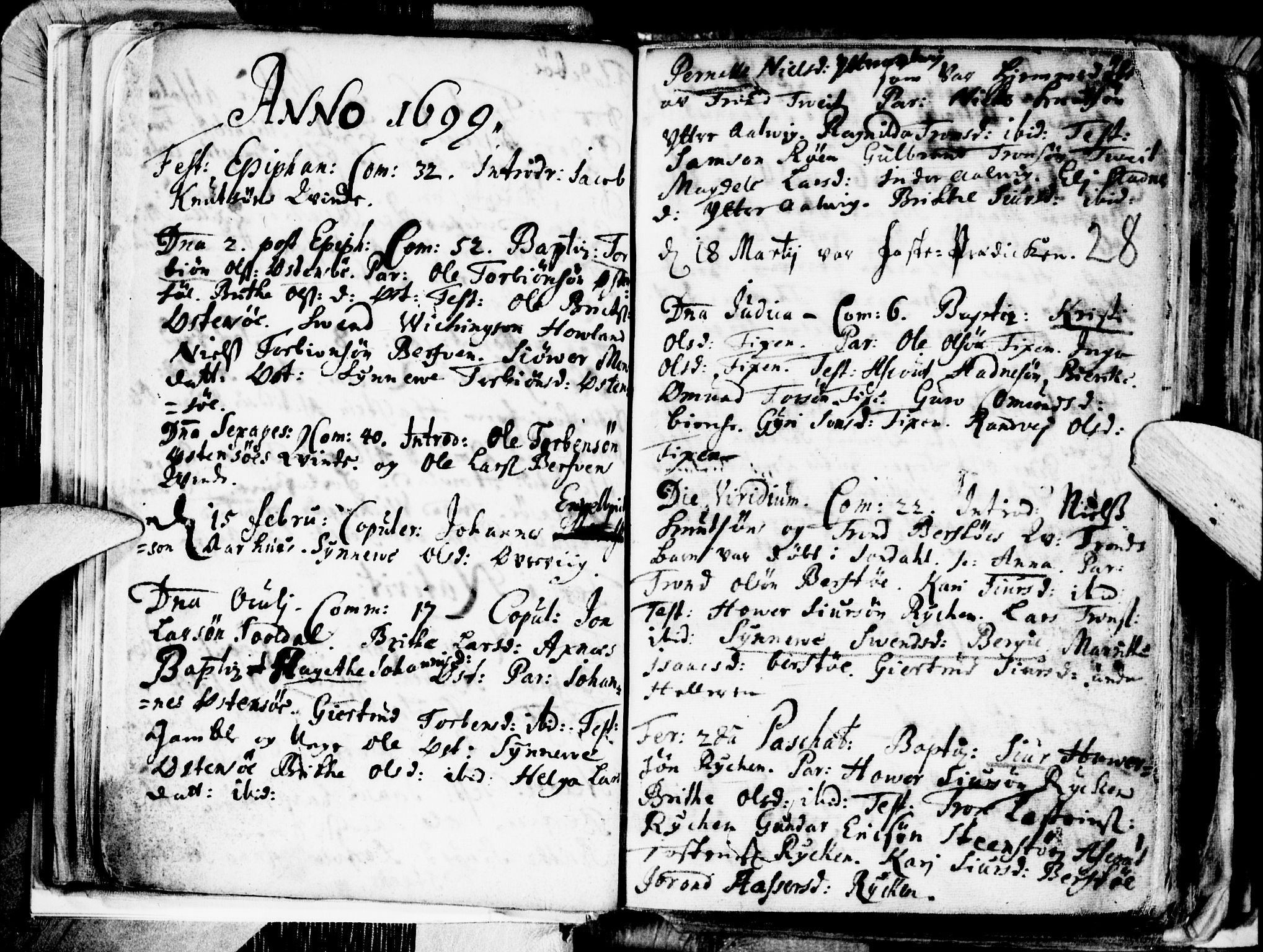 Kvam sokneprestembete, SAB/A-76201/H/Haa: Parish register (official) no. A 1, 1690-1741, p. 28
