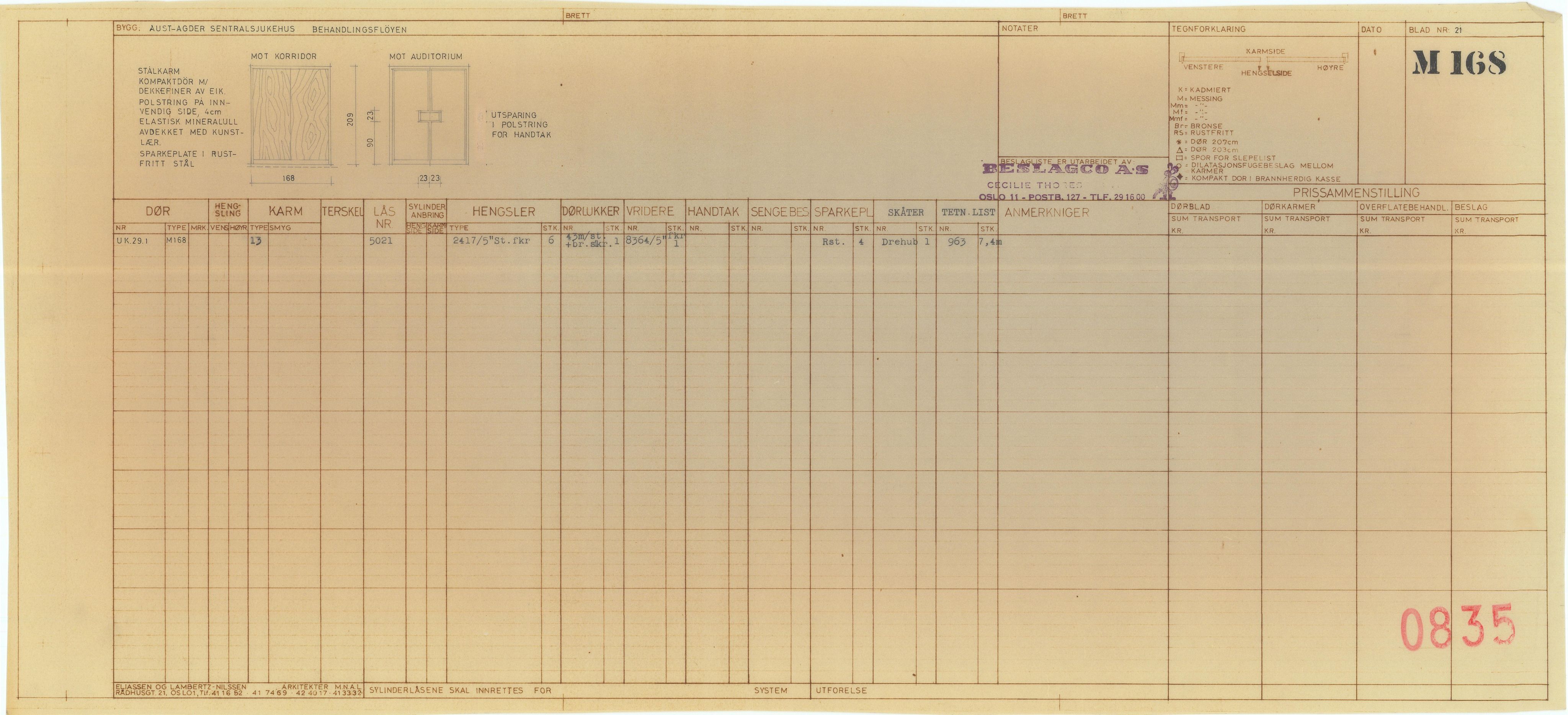 Eliassen og Lambertz-Nilssen Arkitekter, AAKS/PA-2983/T/T02/L0009: Tegningskogger 0835, 1967-1972, p. 16