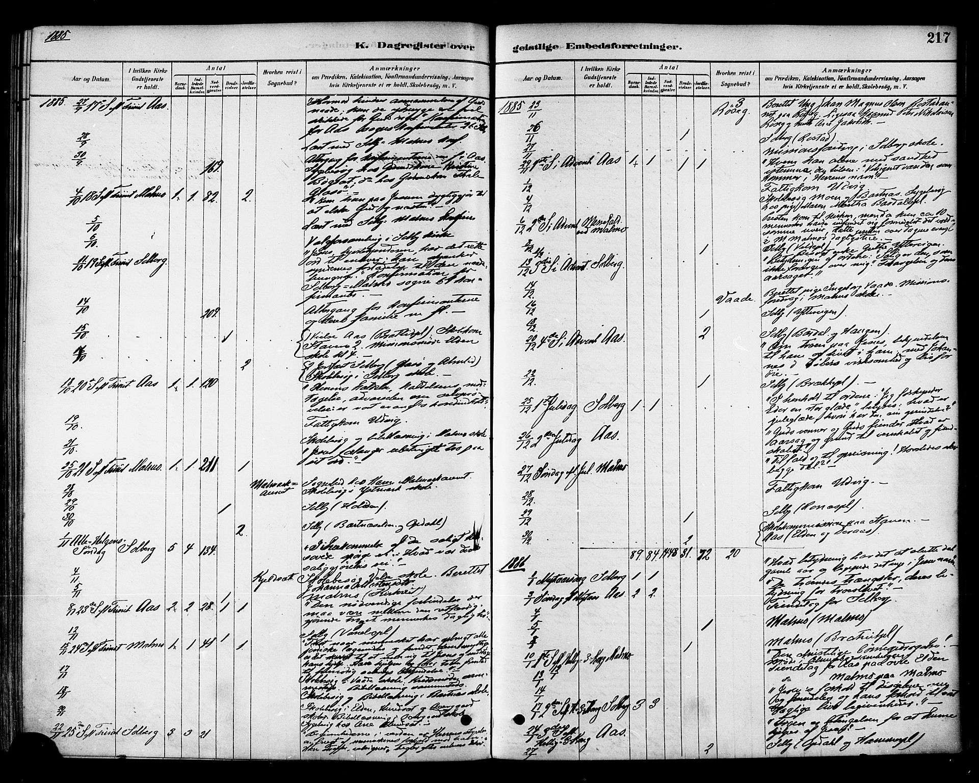 Ministerialprotokoller, klokkerbøker og fødselsregistre - Nord-Trøndelag, SAT/A-1458/741/L0395: Parish register (official) no. 741A09, 1878-1888, p. 217