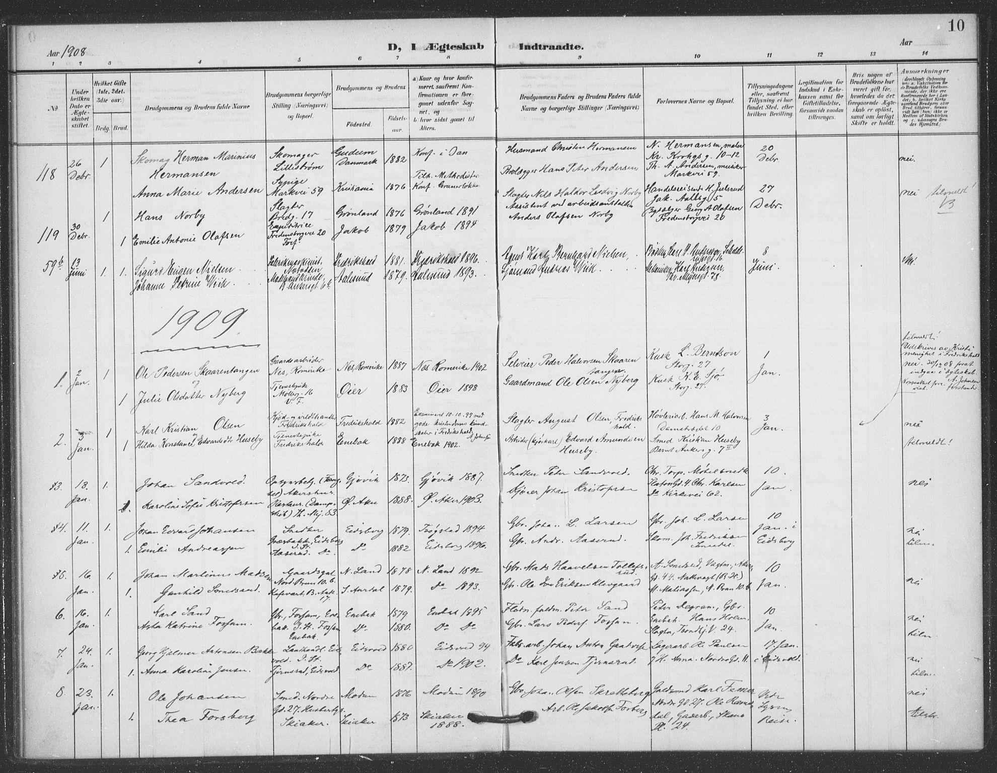 Jakob prestekontor Kirkebøker, SAO/A-10850/F/Fa/L0010: Parish register (official) no. 10, 1908-1922, p. 10