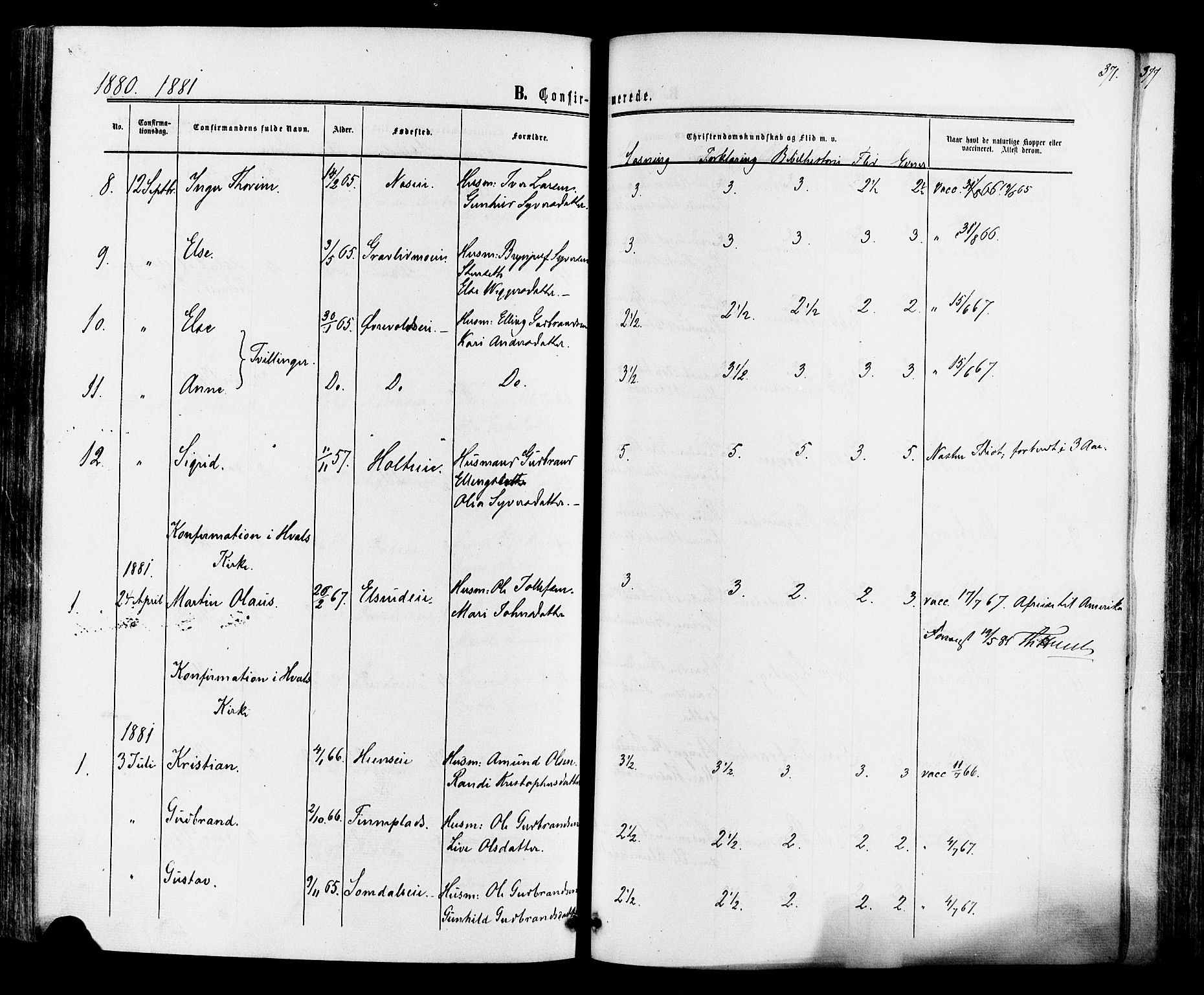 Ådal kirkebøker, SAKO/A-248/F/Fa/L0001: Parish register (official) no. I 1, 1857-1883, p. 371