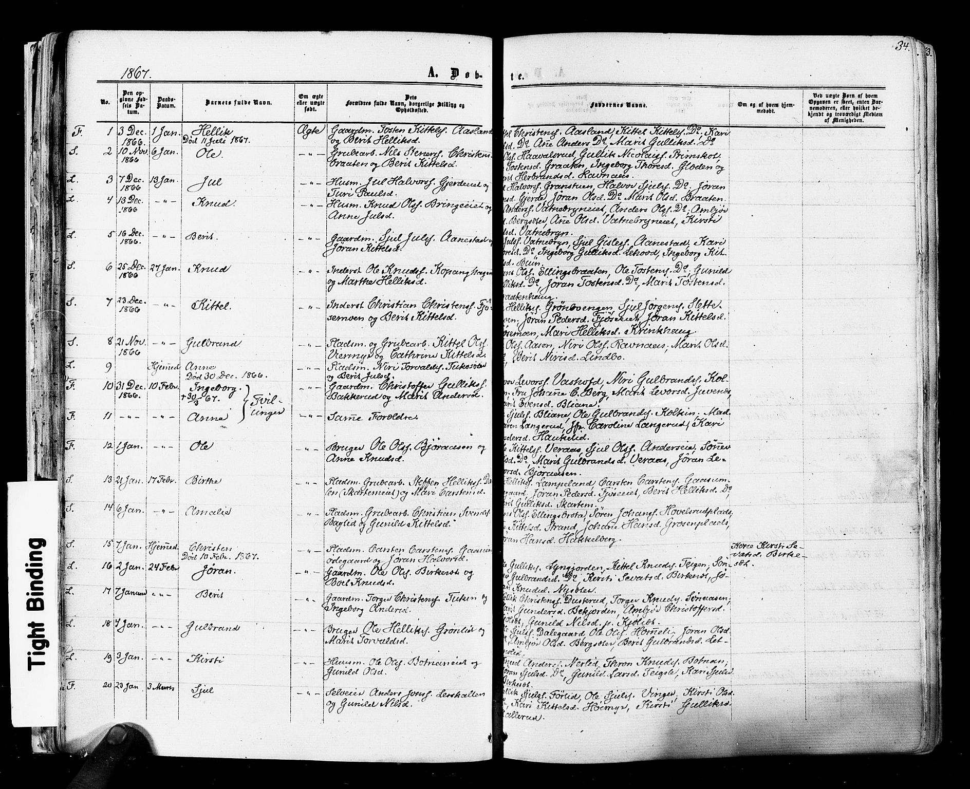 Flesberg kirkebøker, SAKO/A-18/F/Fa/L0007: Parish register (official) no. I 7, 1861-1878, p. 34