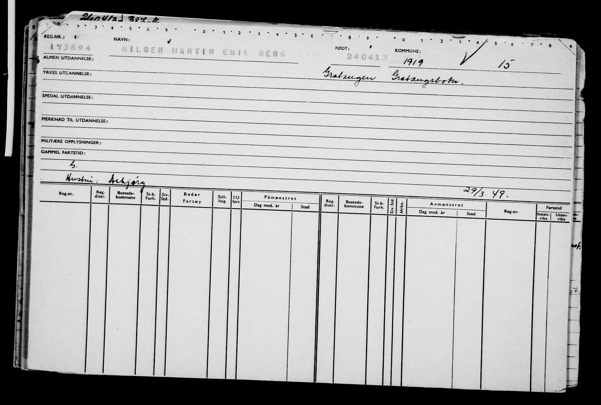 Direktoratet for sjømenn, AV/RA-S-3545/G/Gb/L0112: Hovedkort, 1913, p. 257