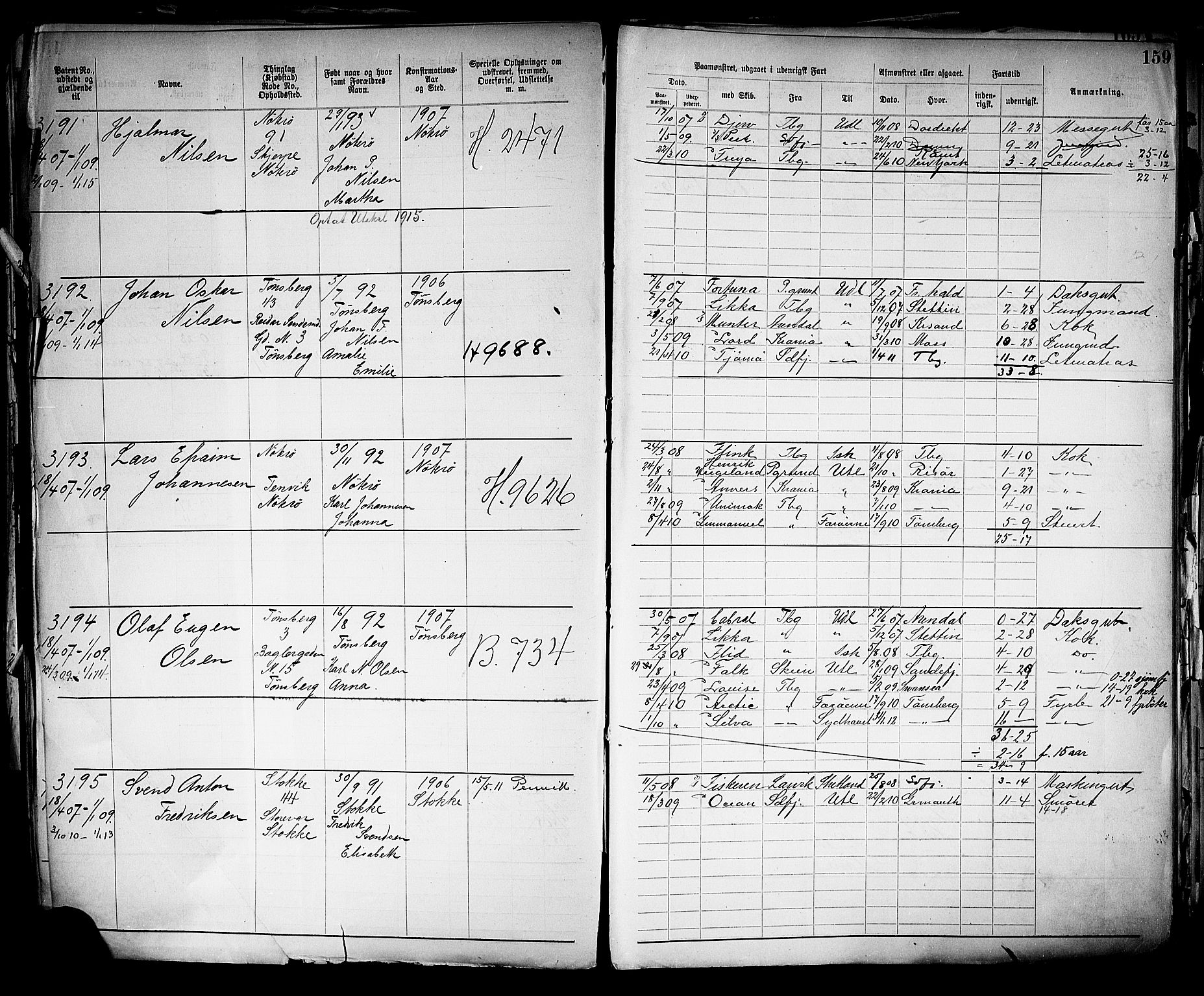 Tønsberg innrulleringskontor, SAKO/A-786/F/Fb/L0005: Annotasjonsrulle Patent nr. 2401-4080, 1904-1910, p. 163