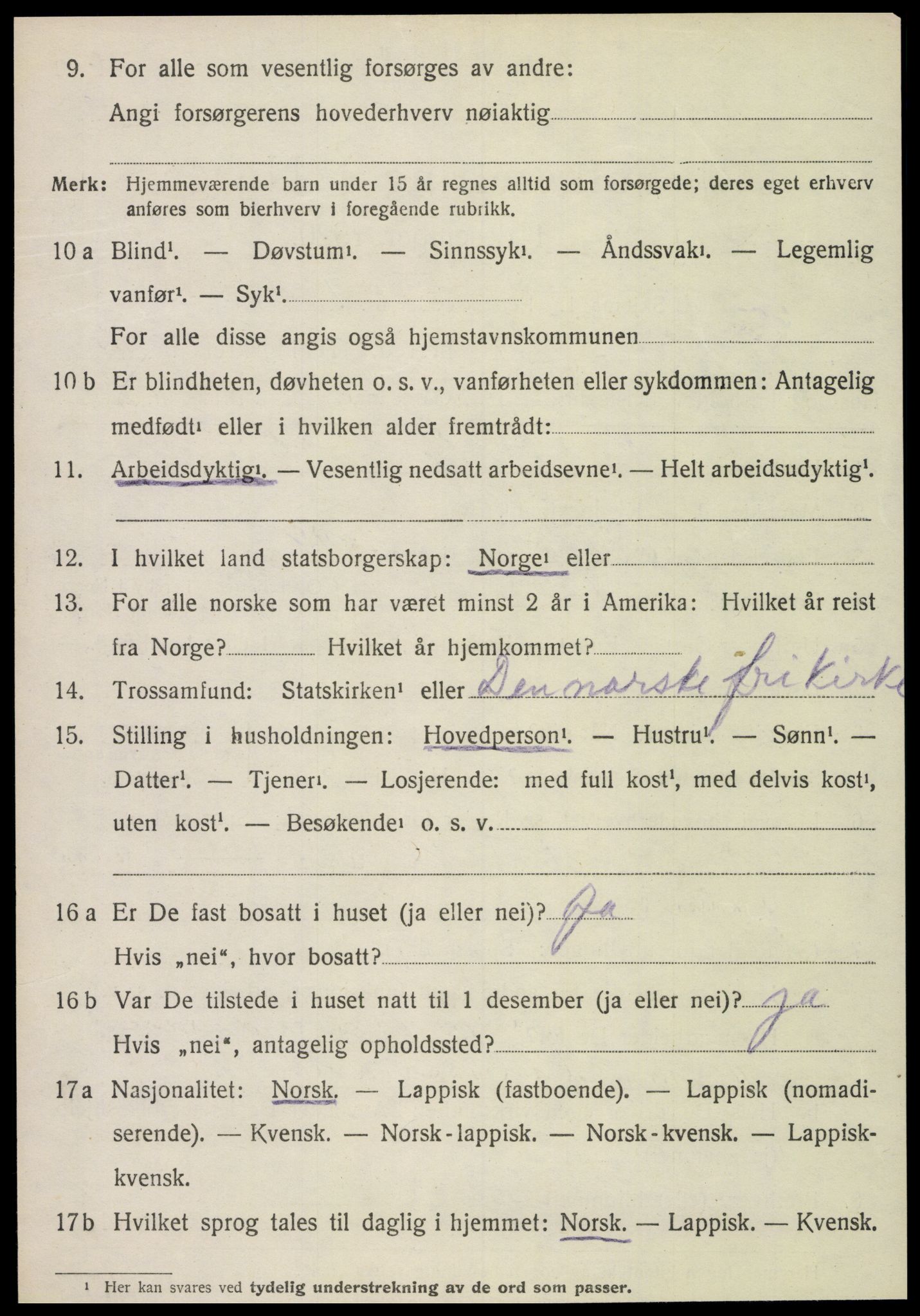 SAT, 1920 census for Fosnes, 1920, p. 1904