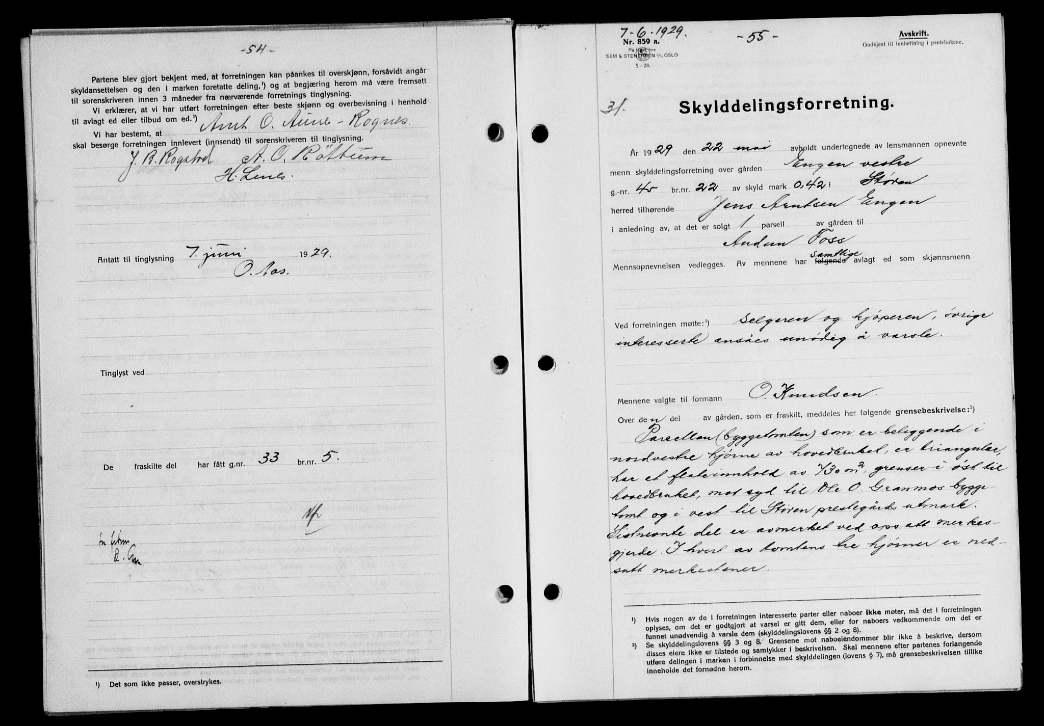 Gauldal sorenskriveri, AV/SAT-A-0014/1/2/2C/L0038: Mortgage book no. 39, 1929-1930, Deed date: 07.06.1929