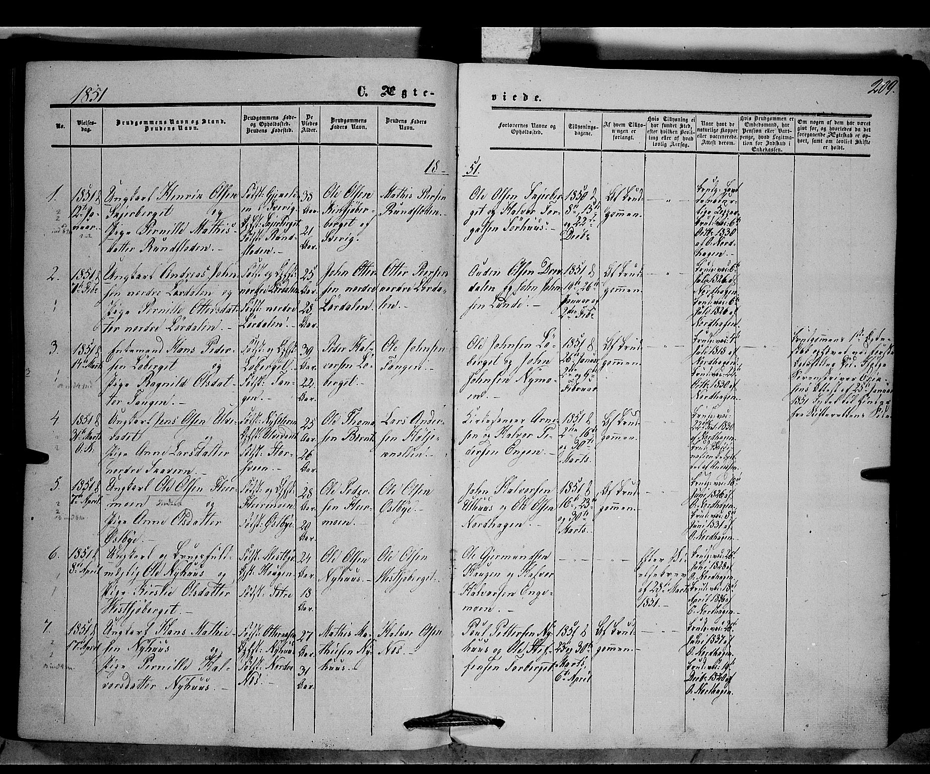 Trysil prestekontor, AV/SAH-PREST-046/H/Ha/Haa/L0005: Parish register (official) no. 5, 1851-1865, p. 209