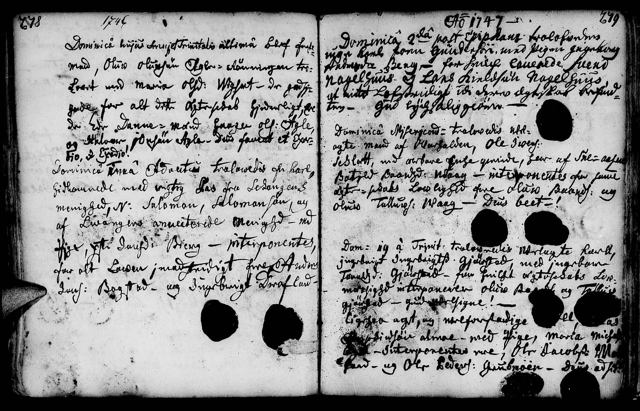 Ministerialprotokoller, klokkerbøker og fødselsregistre - Nord-Trøndelag, SAT/A-1458/749/L0467: Parish register (official) no. 749A01, 1733-1787, p. 278-279
