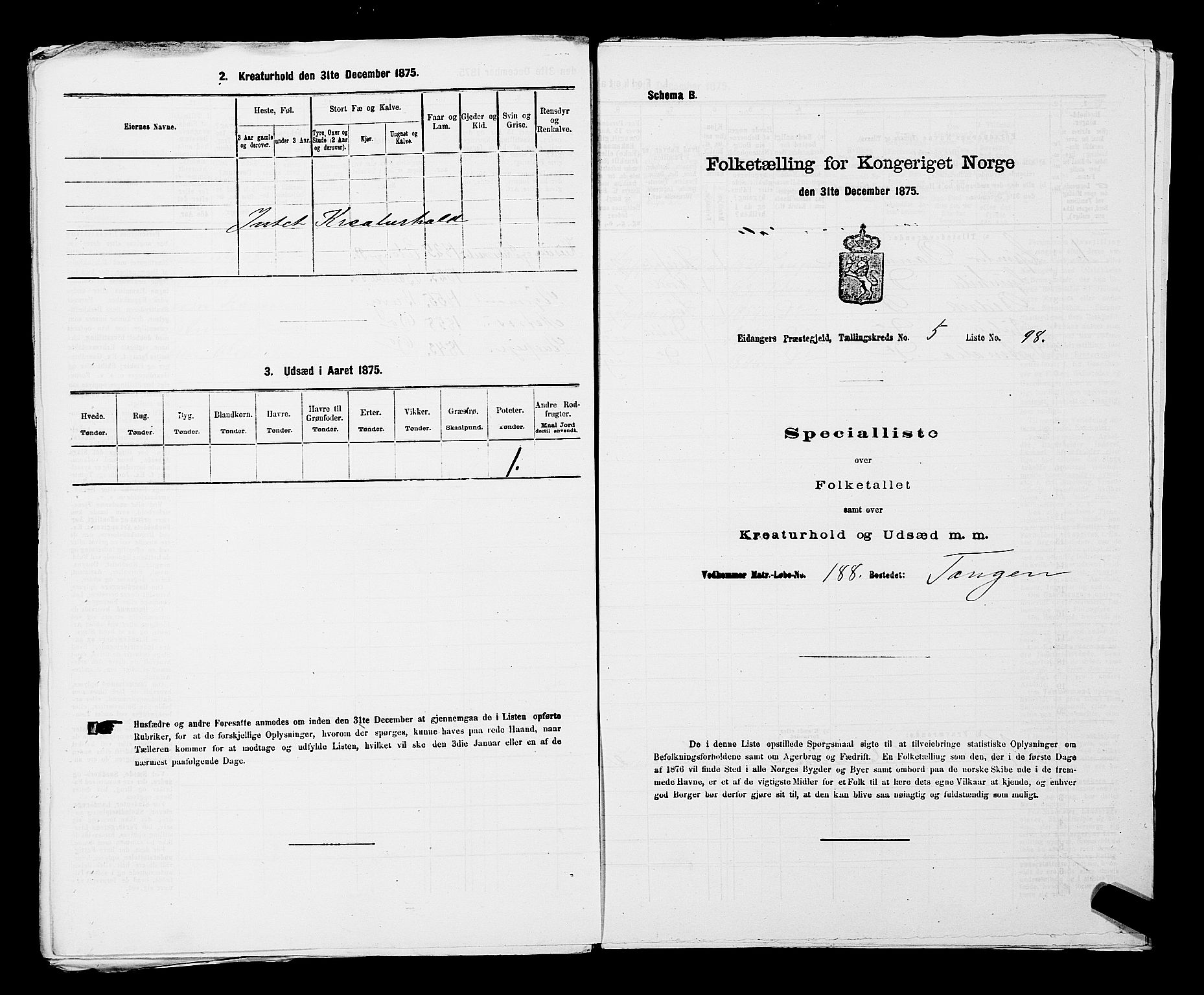 SAKO, 1875 census for 0813P Eidanger, 1875, p. 1111