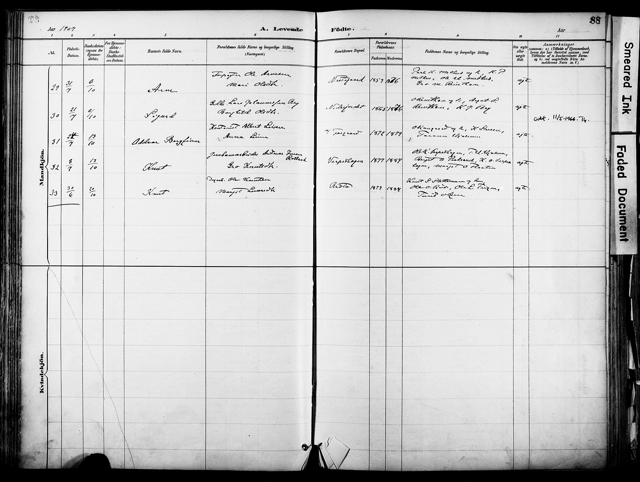 Hol kirkebøker, SAKO/A-227/F/Fa/L0003: Parish register (official) no. I 3, 1887-1918, p. 88