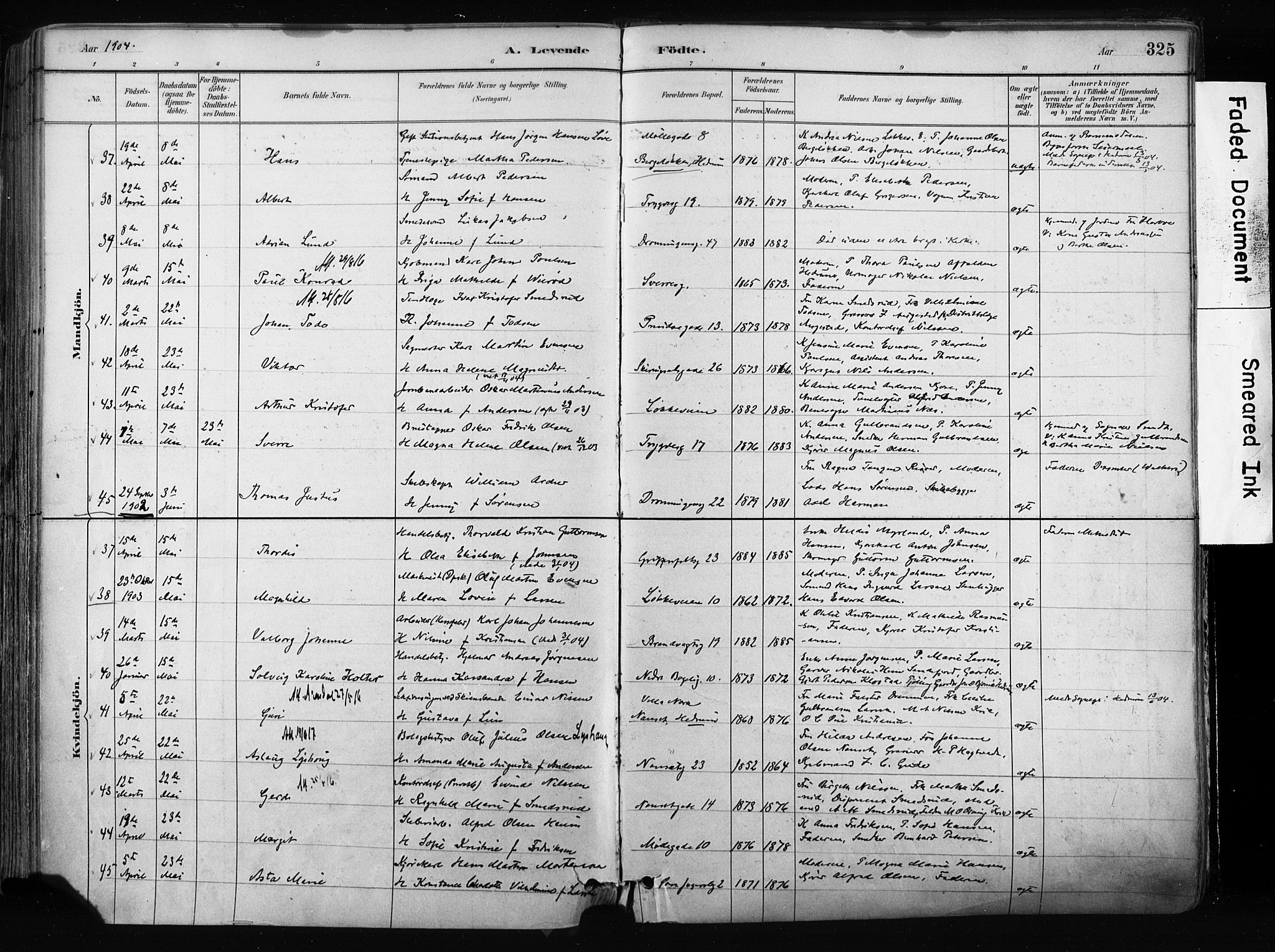 Larvik kirkebøker, AV/SAKO-A-352/F/Fa/L0009: Parish register (official) no. I 9, 1884-1904, p. 325