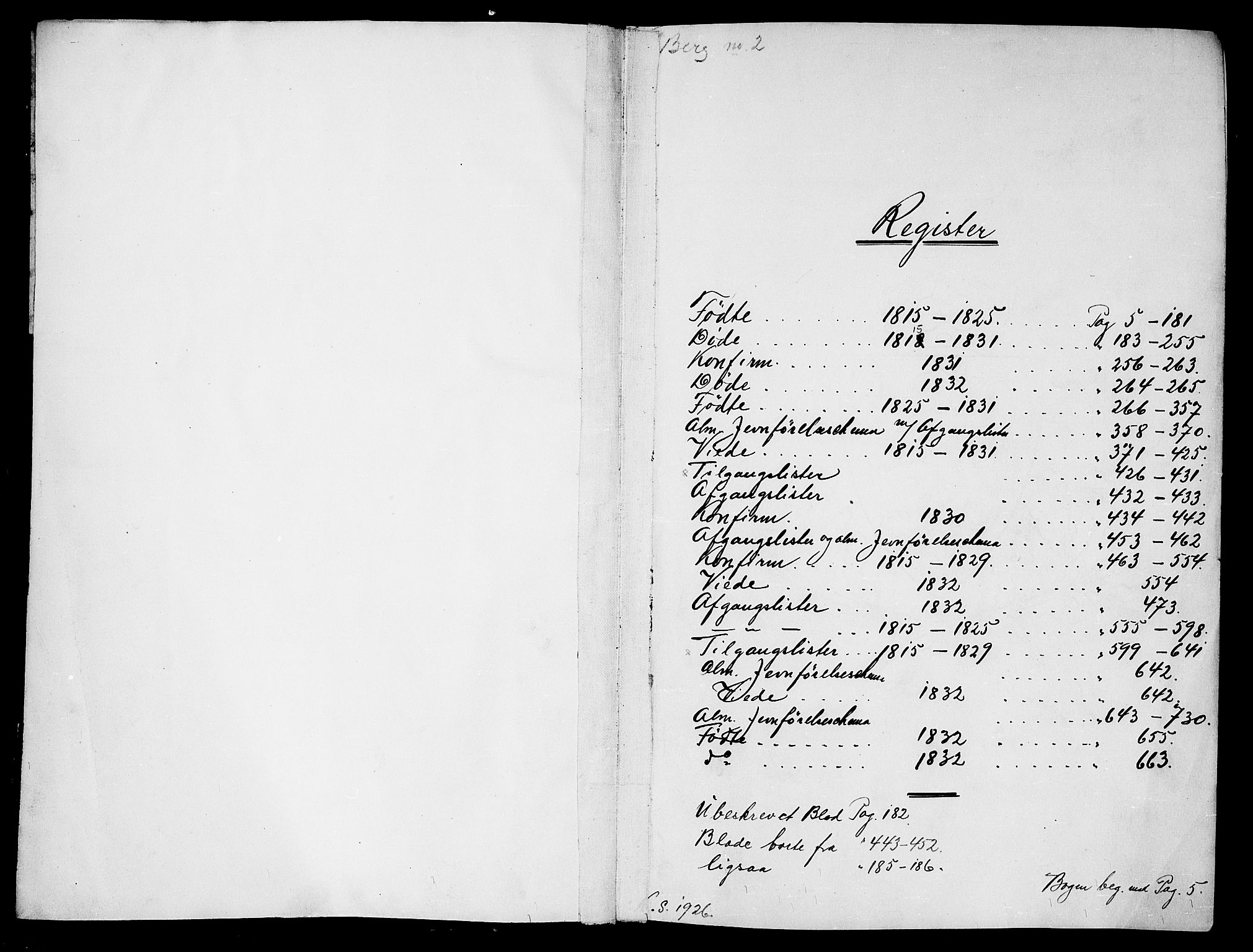 Berg prestekontor Kirkebøker, AV/SAO-A-10902/G/Ga/L0001: Parish register (copy) no. I 1, 1815-1832