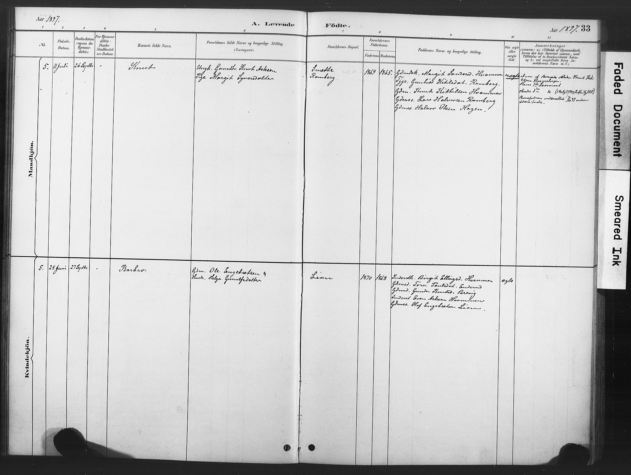 Nore kirkebøker, SAKO/A-238/F/Fd/L0001: Parish register (official) no. IV 1, 1878-1918, p. 33