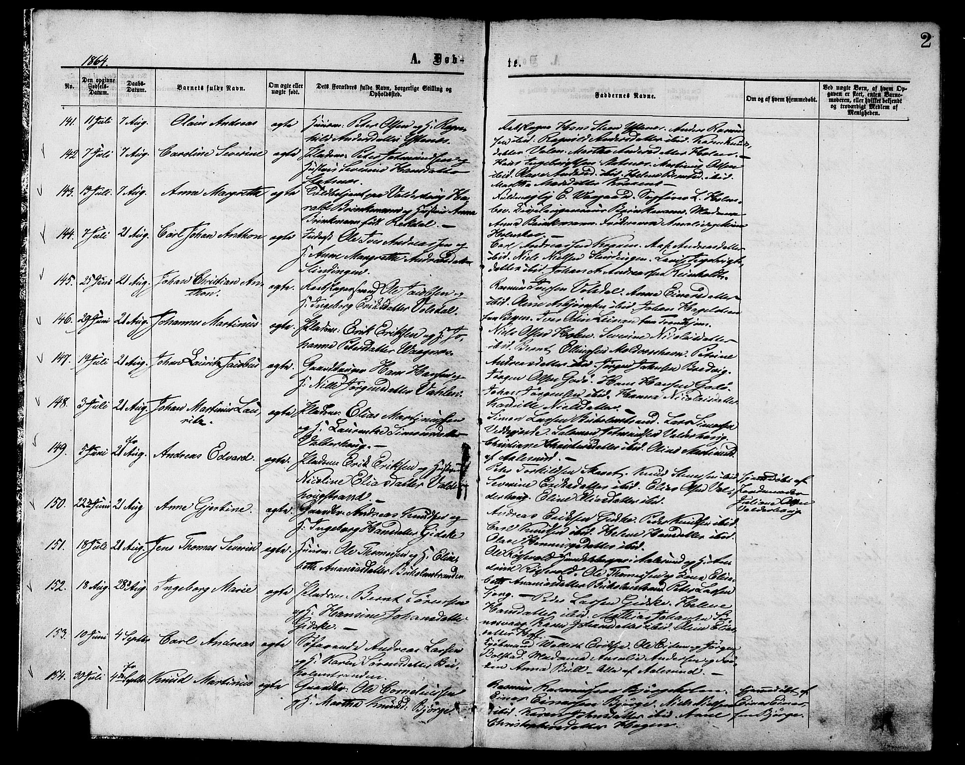 Ministerialprotokoller, klokkerbøker og fødselsregistre - Møre og Romsdal, AV/SAT-A-1454/528/L0399: Parish register (official) no. 528A10, 1864-1879, p. 2