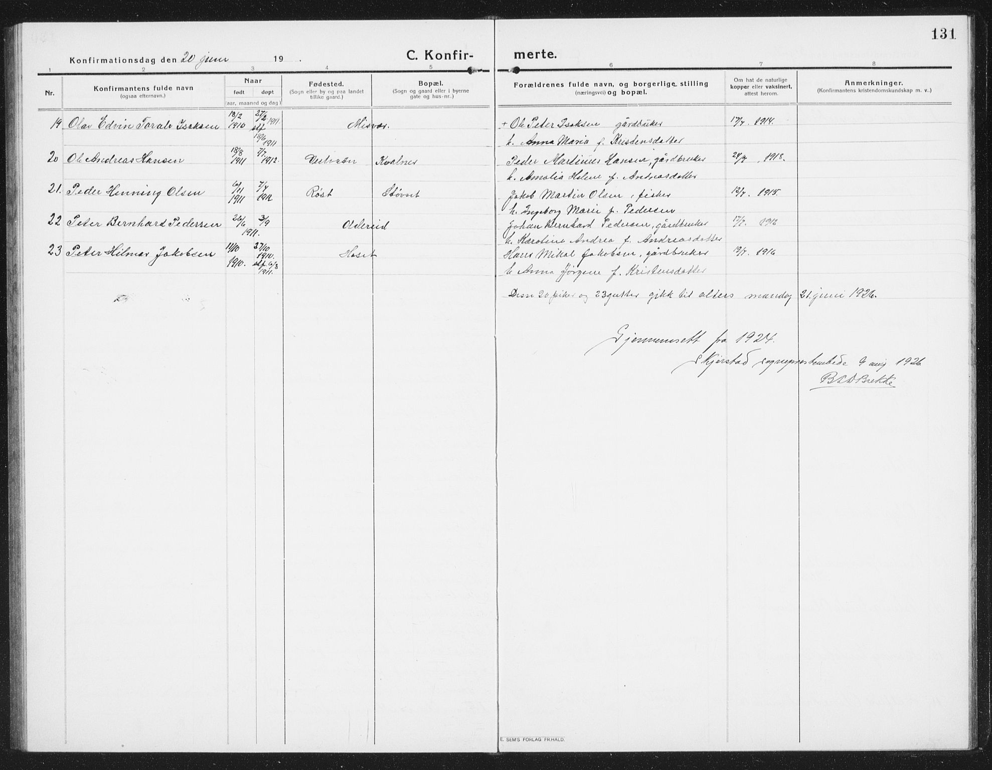 Ministerialprotokoller, klokkerbøker og fødselsregistre - Nordland, AV/SAT-A-1459/852/L0757: Parish register (copy) no. 852C08, 1916-1934, p. 131