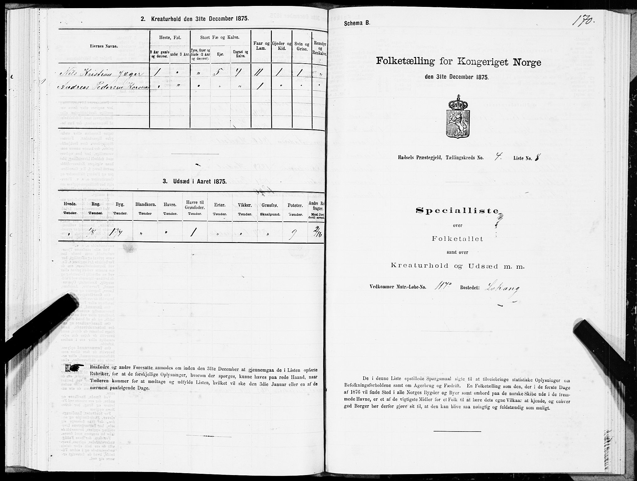 SAT, 1875 census for 1866P Hadsel, 1875, p. 2170