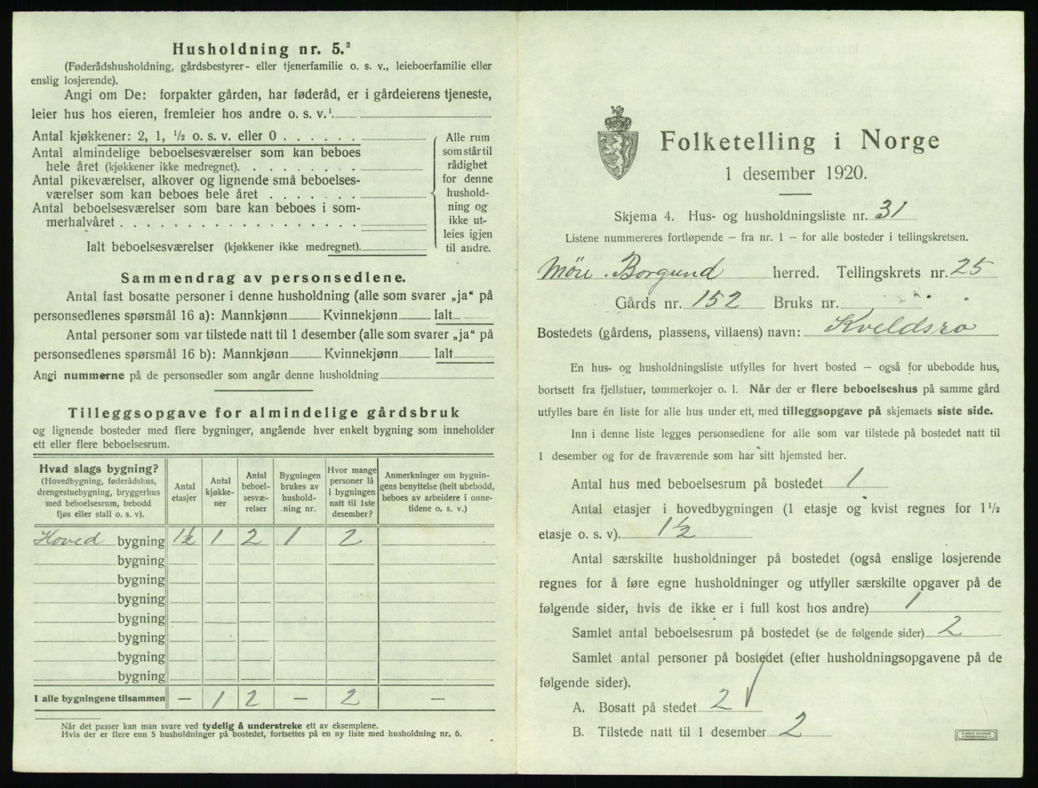 SAT, 1920 census for Borgund, 1920, p. 2078