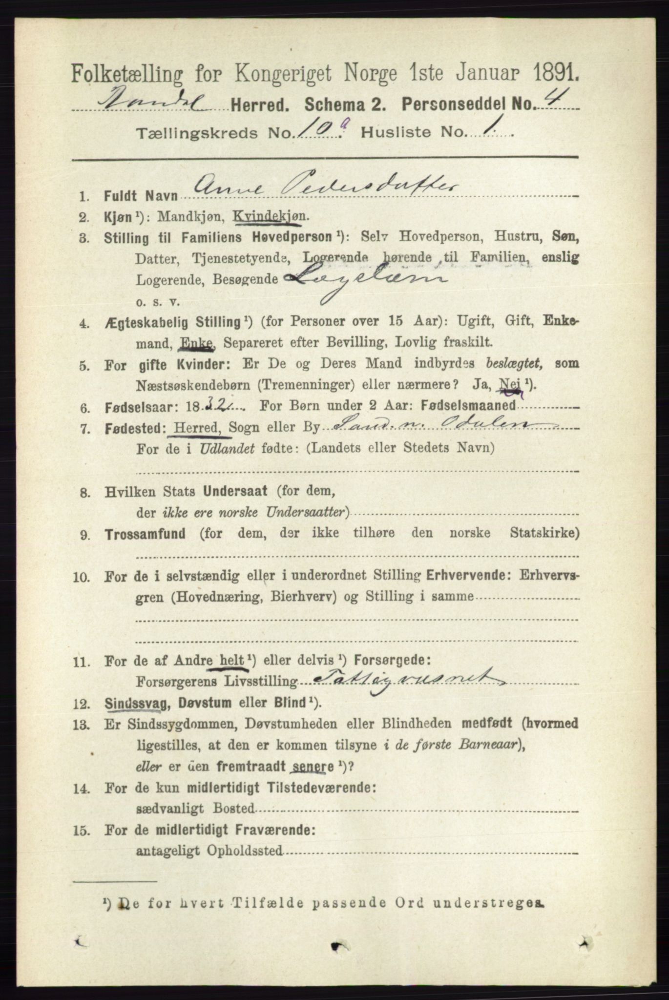 RA, 1891 census for 0416 Romedal, 1891, p. 4814