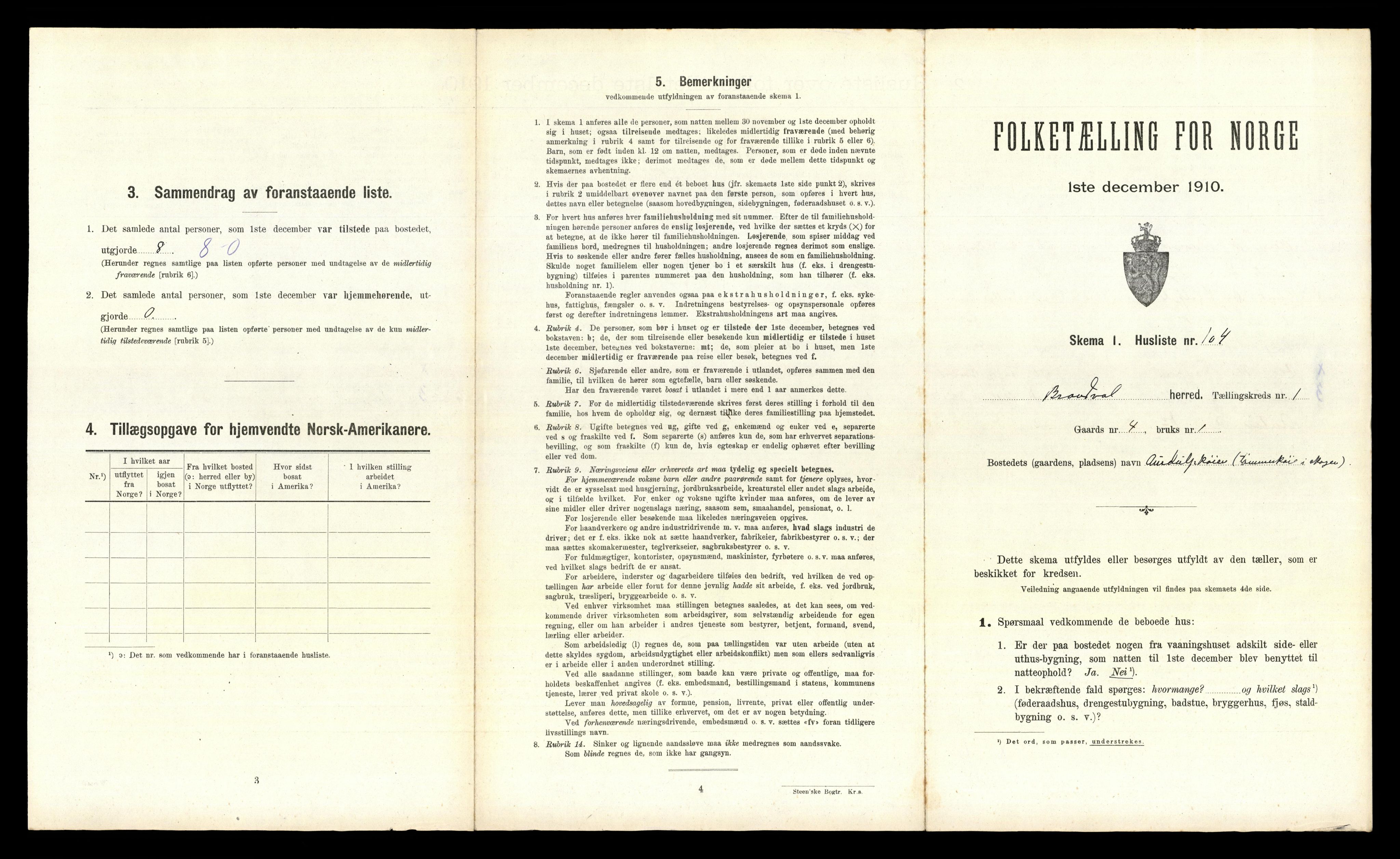 RA, 1910 census for Brandval, 1910, p. 245