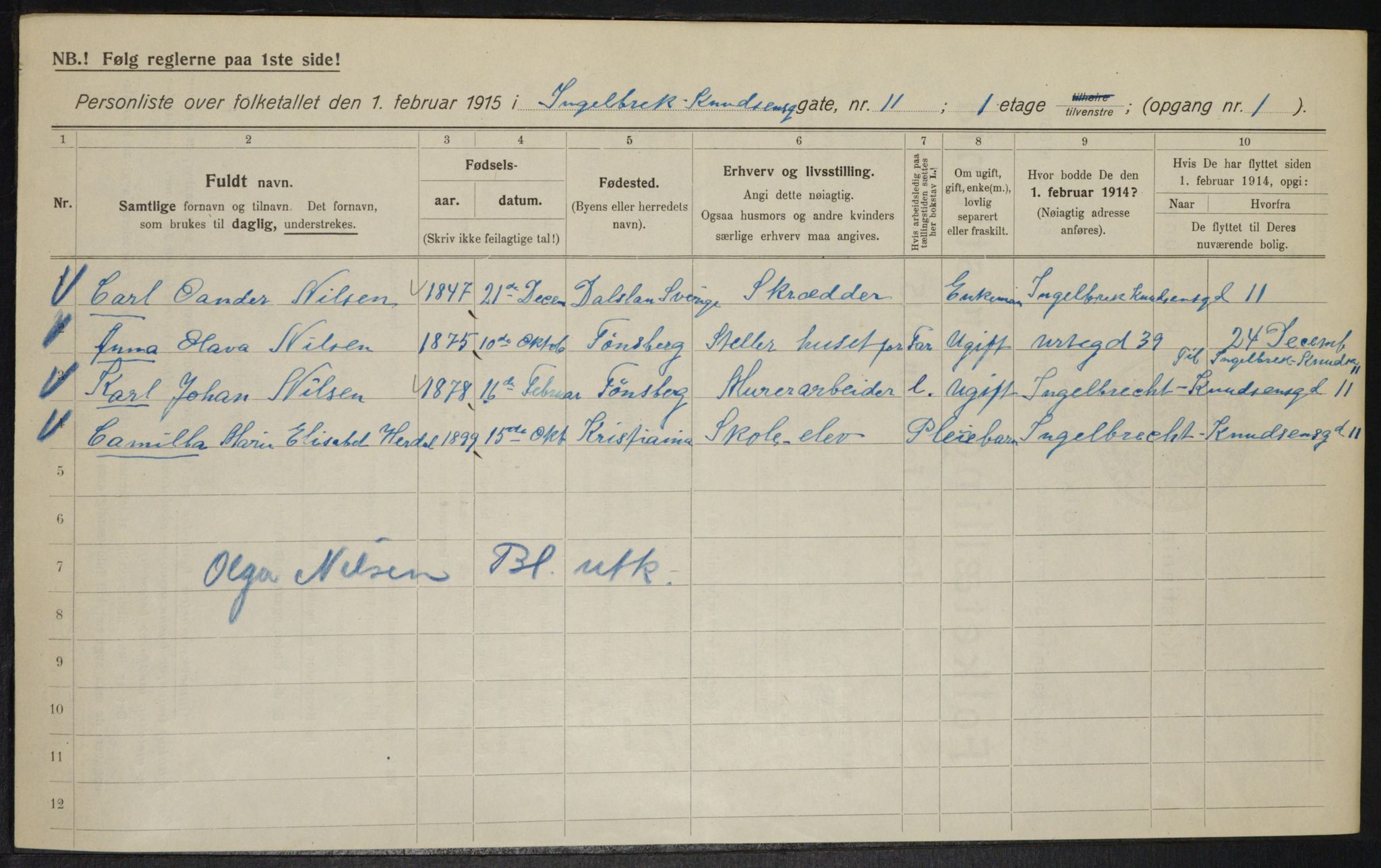 OBA, Municipal Census 1915 for Kristiania, 1915, p. 43383