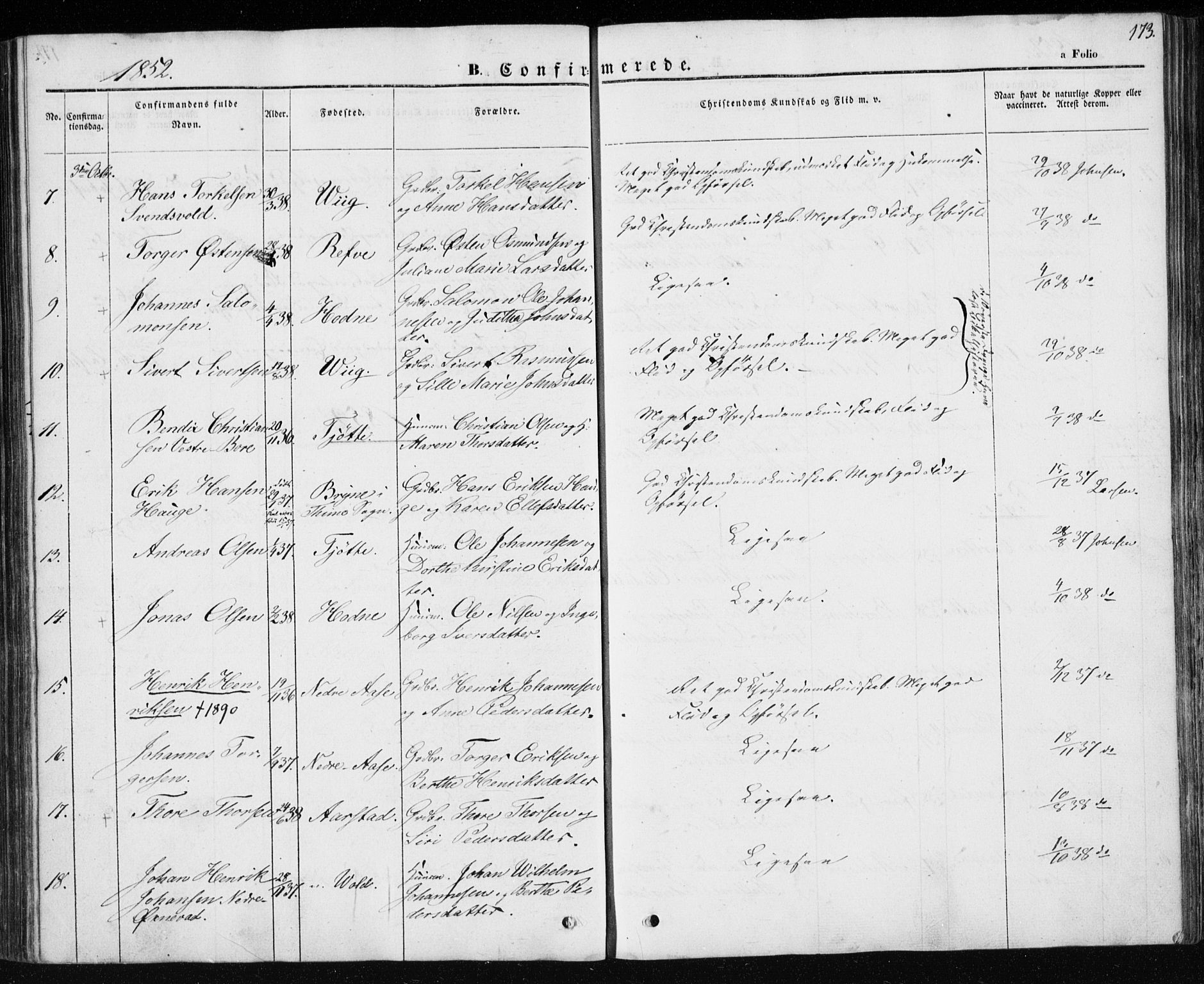 Klepp sokneprestkontor, AV/SAST-A-101803/001/3/30BA/L0004: Parish register (official) no. A 4, 1842-1852, p. 173