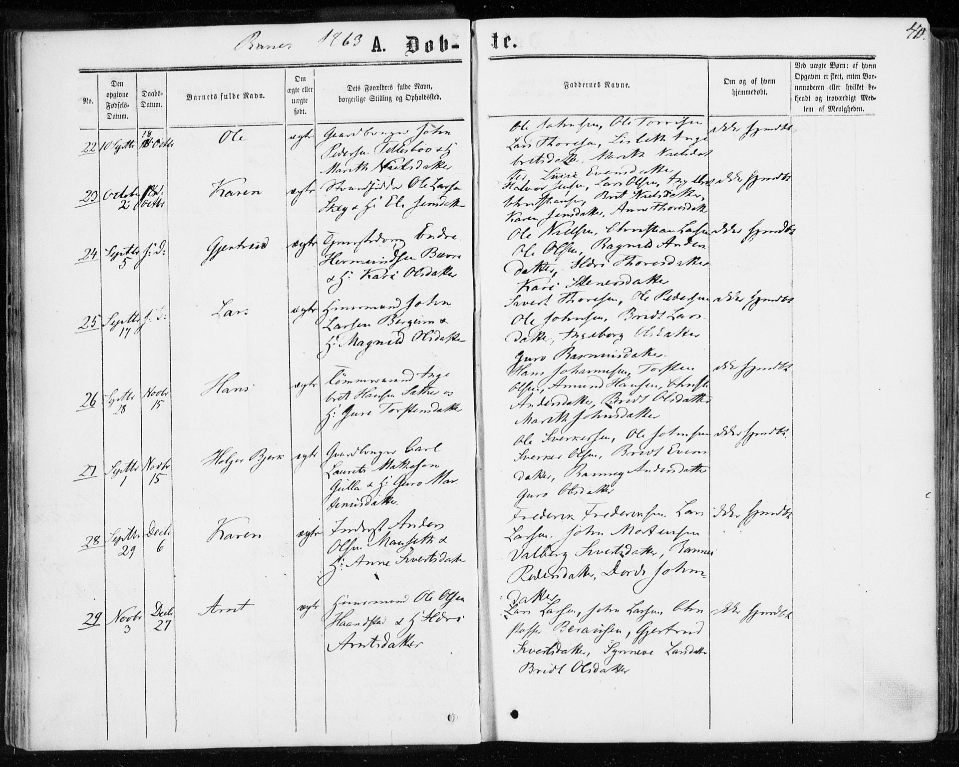 Ministerialprotokoller, klokkerbøker og fødselsregistre - Møre og Romsdal, AV/SAT-A-1454/595/L1045: Parish register (official) no. 595A07, 1863-1873, p. 40