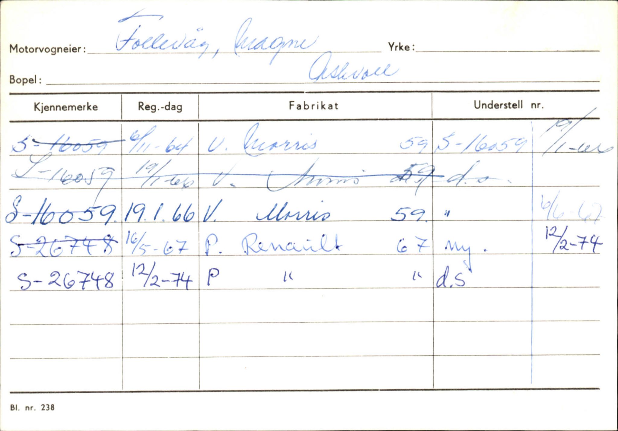 Statens vegvesen, Sogn og Fjordane vegkontor, AV/SAB-A-5301/4/F/L0132: Eigarregister Askvoll A-Å. Balestrand A-Å, 1945-1975, p. 297