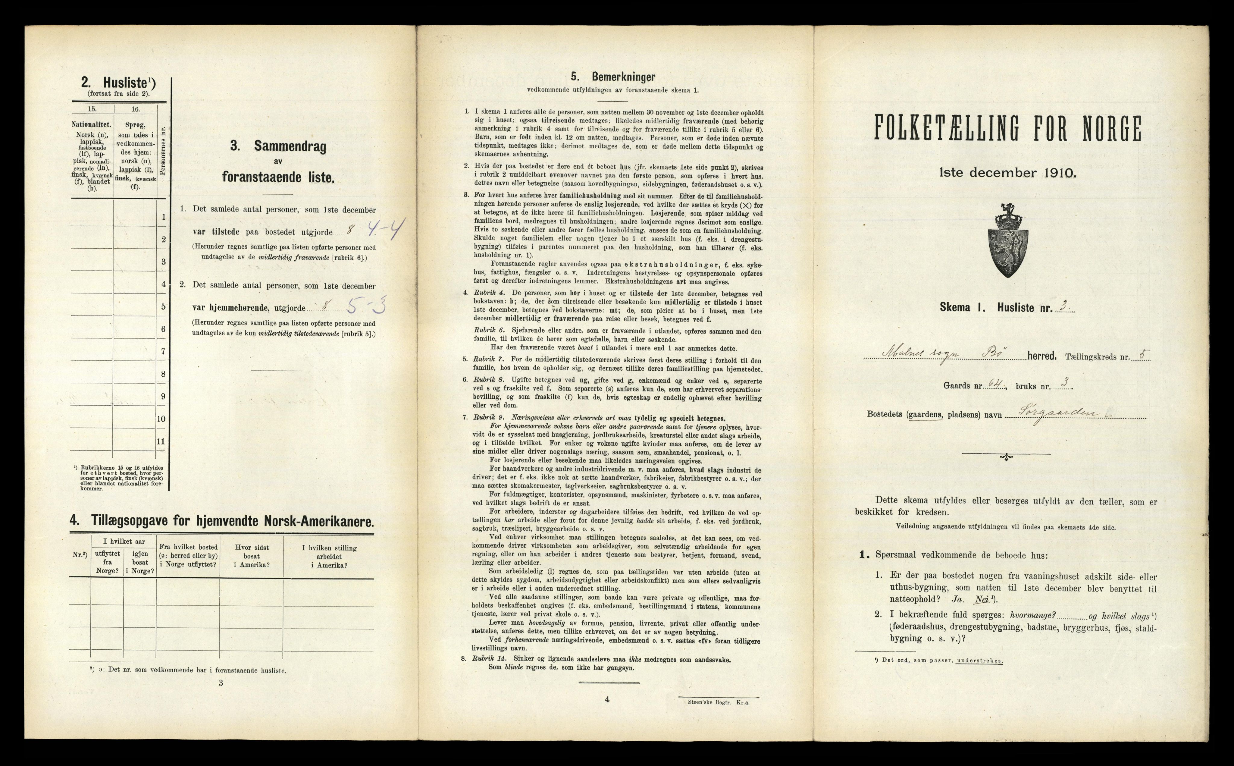 RA, 1910 census for Bø, 1910, p. 1377