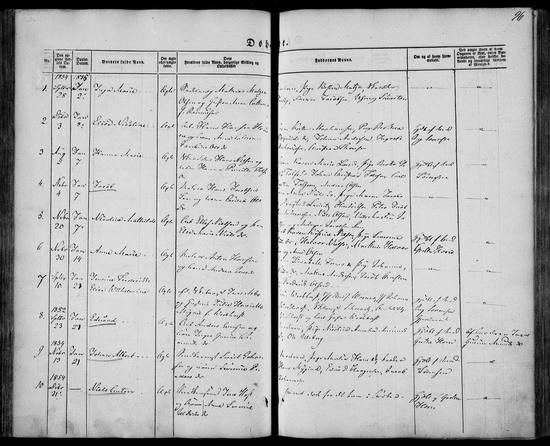 Larvik kirkebøker, SAKO/A-352/F/Fa/L0003: Parish register (official) no. I 3, 1848-1856, p. 96