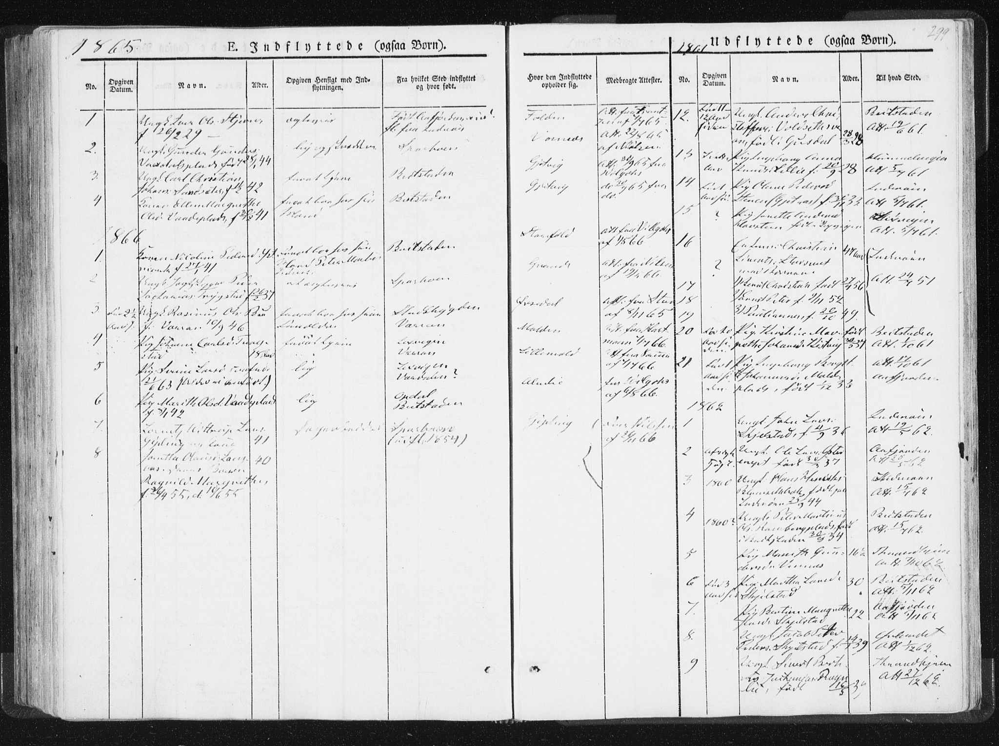 Ministerialprotokoller, klokkerbøker og fødselsregistre - Nord-Trøndelag, SAT/A-1458/744/L0418: Parish register (official) no. 744A02, 1843-1866, p. 299