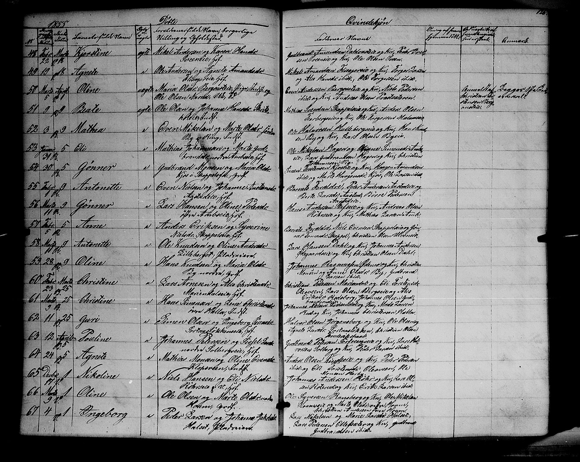 Ringsaker prestekontor, AV/SAH-PREST-014/K/Ka/L0009: Parish register (official) no. 9, 1850-1860, p. 126