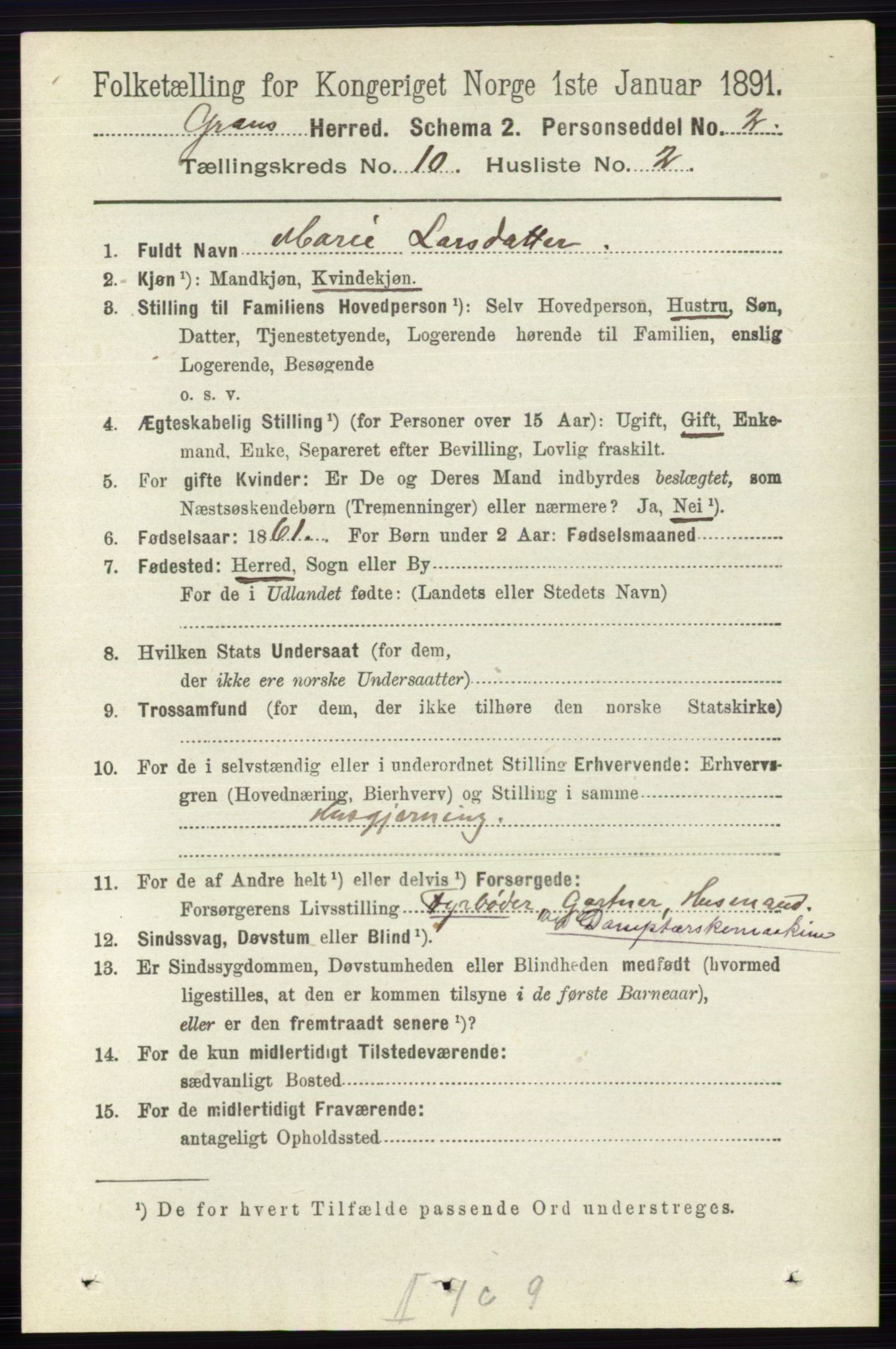 RA, 1891 census for 0534 Gran, 1891, p. 4687