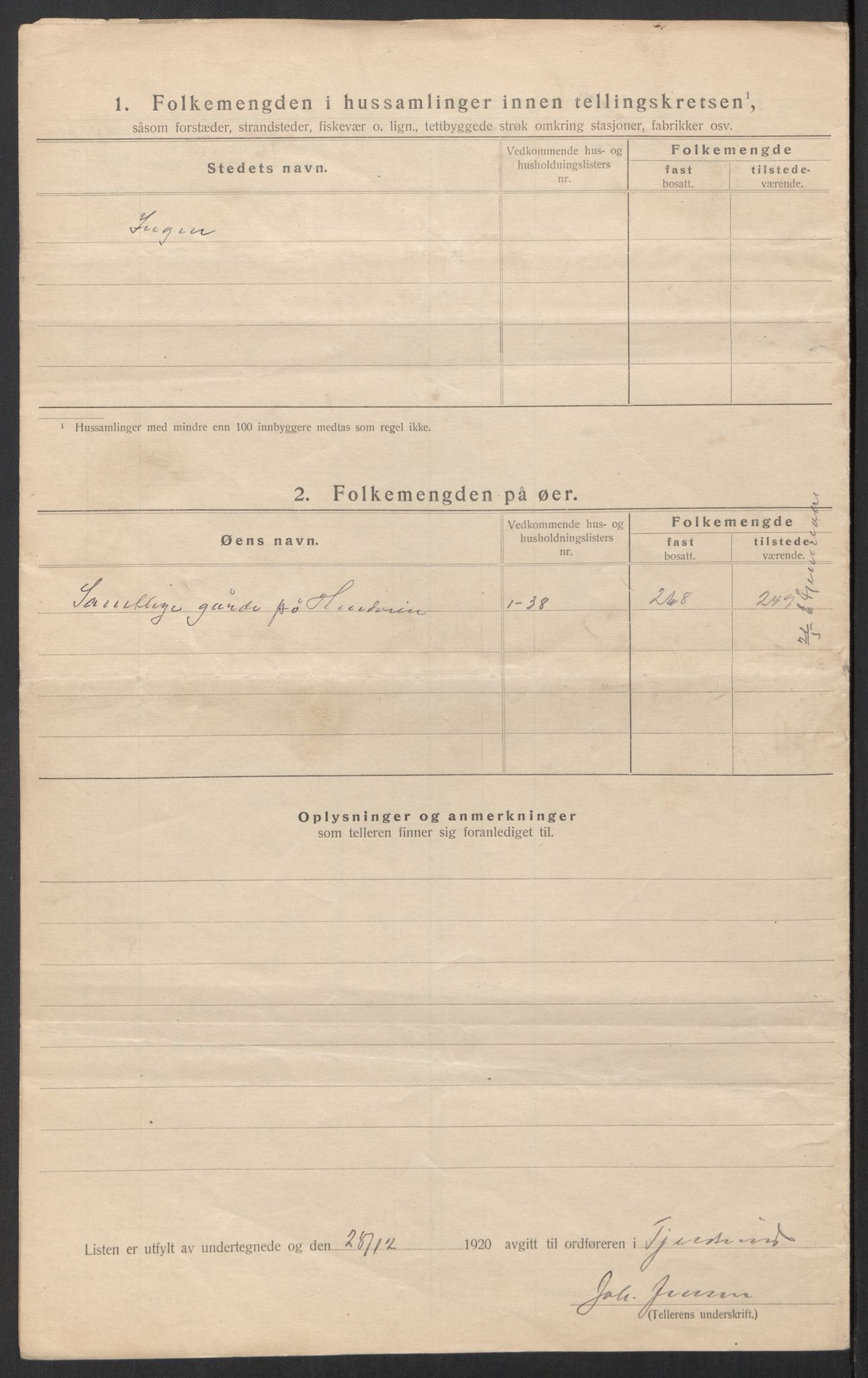 SAT, 1920 census for Tjeldsund, 1920, p. 22