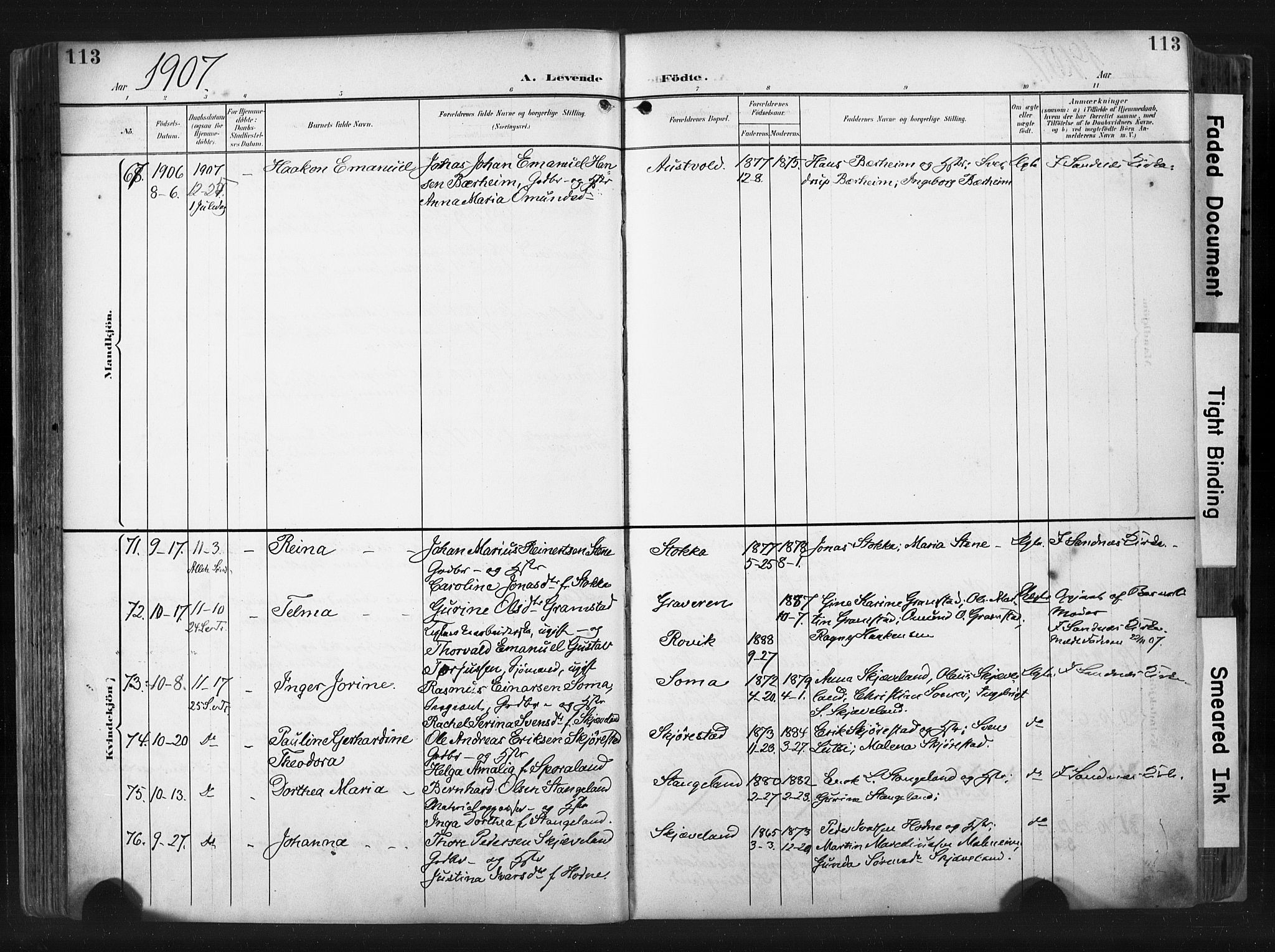 Høyland sokneprestkontor, AV/SAST-A-101799/001/30BA/L0015: Parish register (official) no. A 14, 1899-1911, p. 113