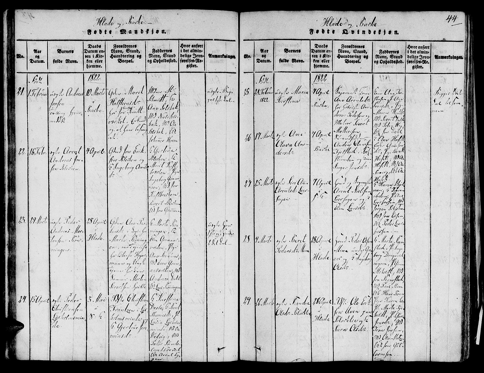 Ministerialprotokoller, klokkerbøker og fødselsregistre - Sør-Trøndelag, AV/SAT-A-1456/606/L0283: Parish register (official) no. 606A03 /1, 1818-1823, p. 44