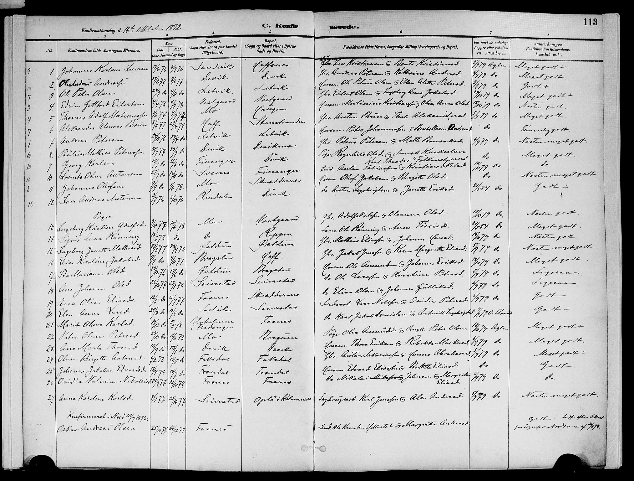 Ministerialprotokoller, klokkerbøker og fødselsregistre - Nord-Trøndelag, AV/SAT-A-1458/773/L0617: Parish register (official) no. 773A08, 1887-1910, p. 113
