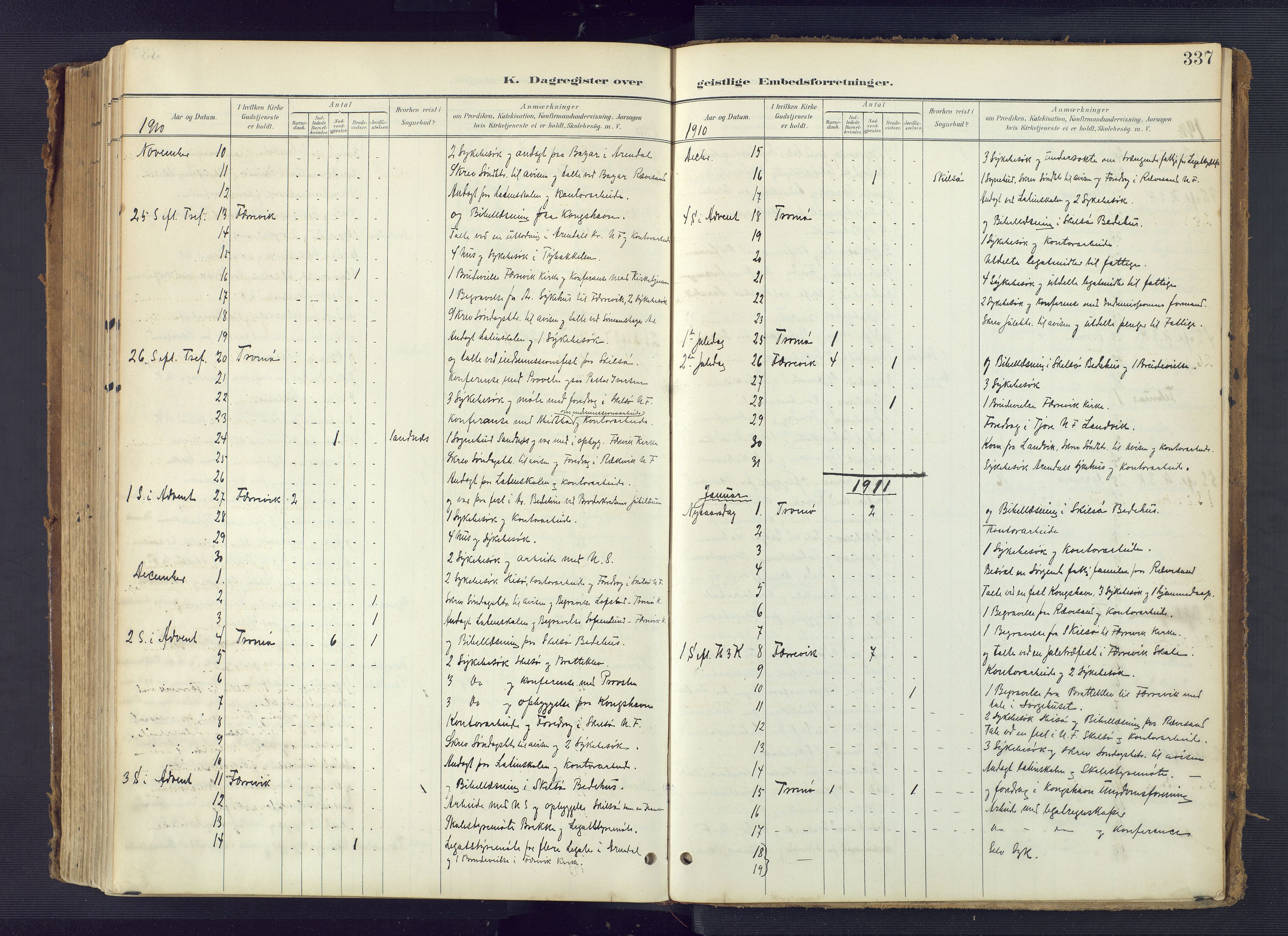 Tromøy sokneprestkontor, AV/SAK-1111-0041/F/Fa/L0010: Parish register (official) no. A 10, 1896-1912, p. 337