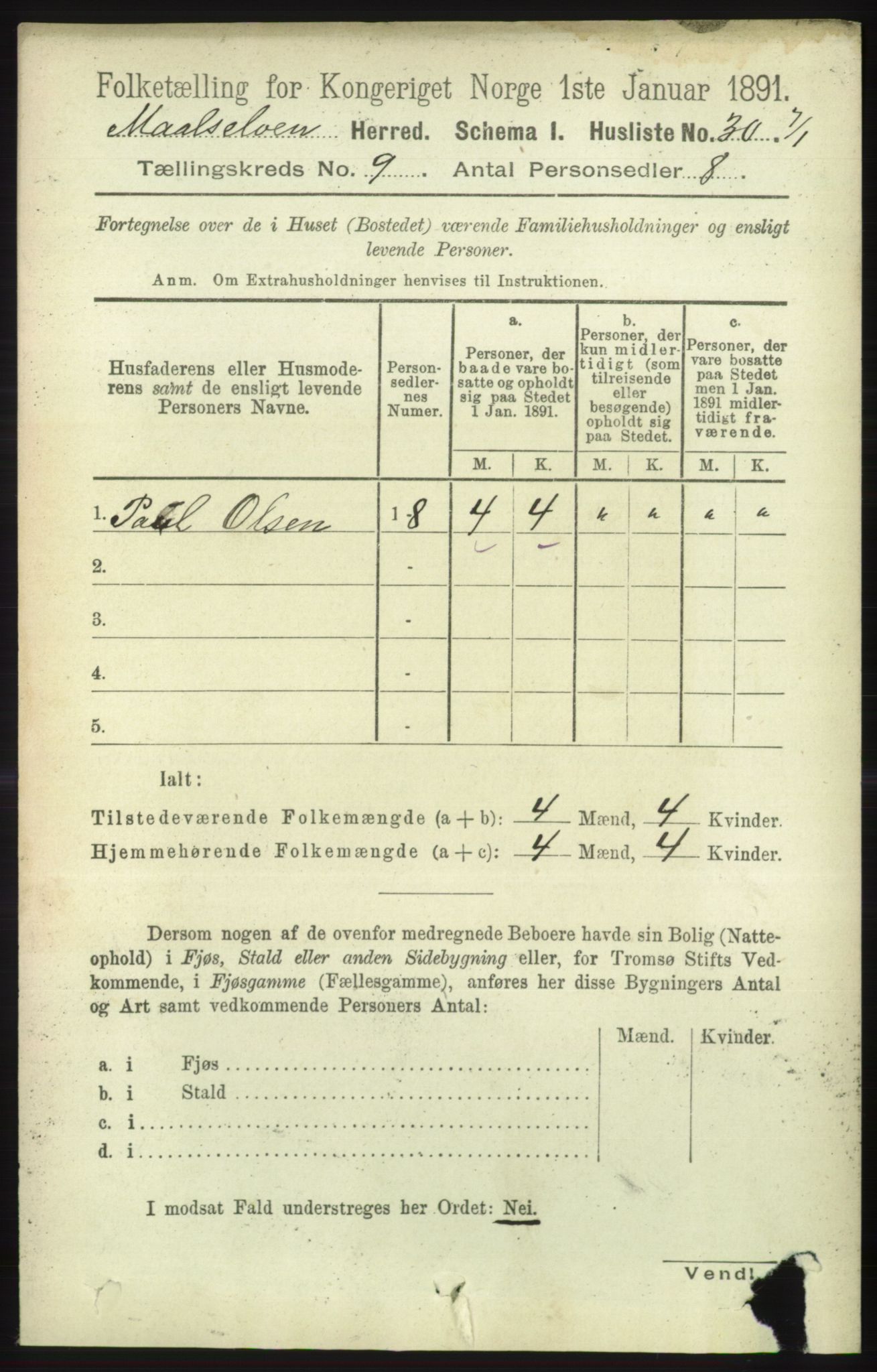 RA, 1891 census for 1924 Målselv, 1891, p. 2740