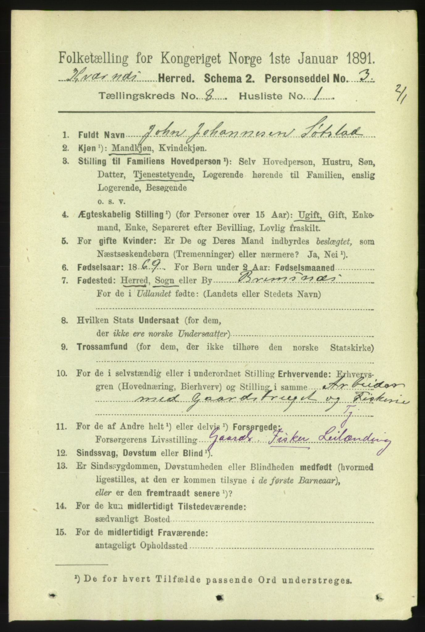 RA, 1891 census for 1553 Kvernes, 1891, p. 3518