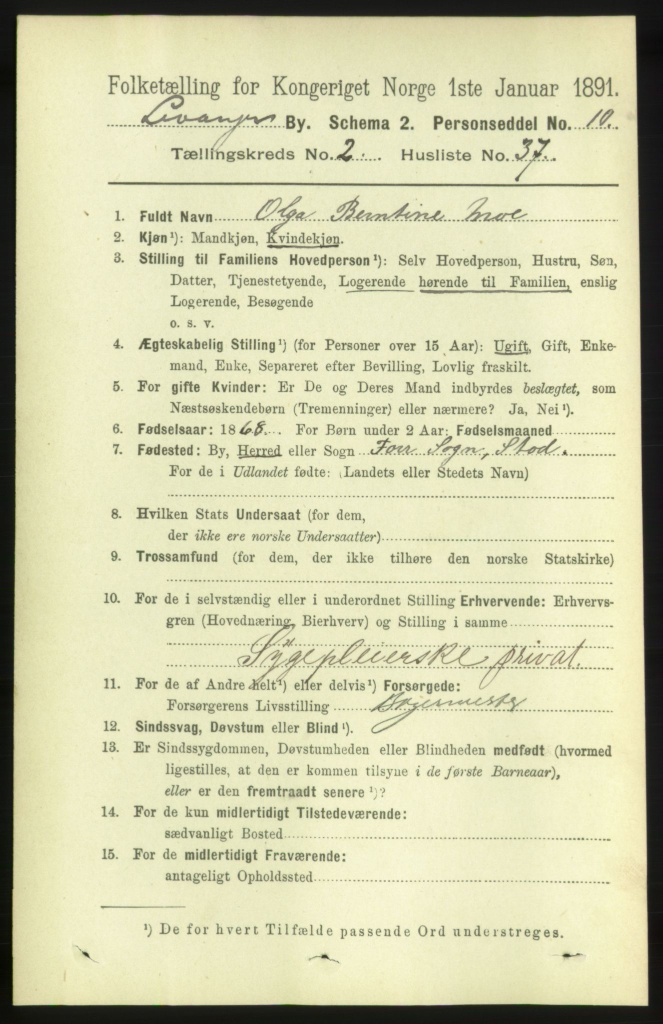 RA, 1891 census for 1701 Levanger, 1891, p. 790